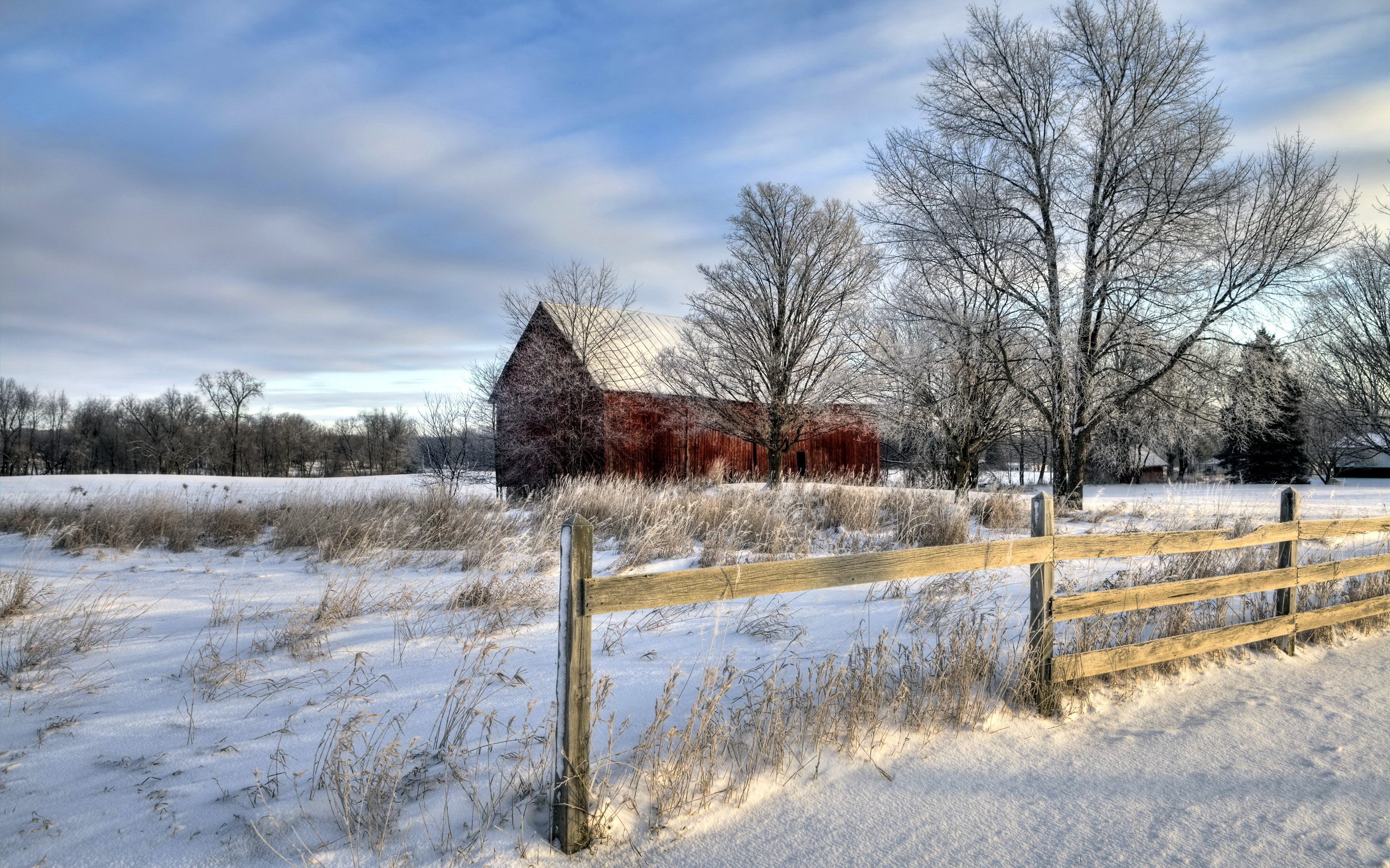 General 2560x1600 HDR barns winter cold landscape ice snow
