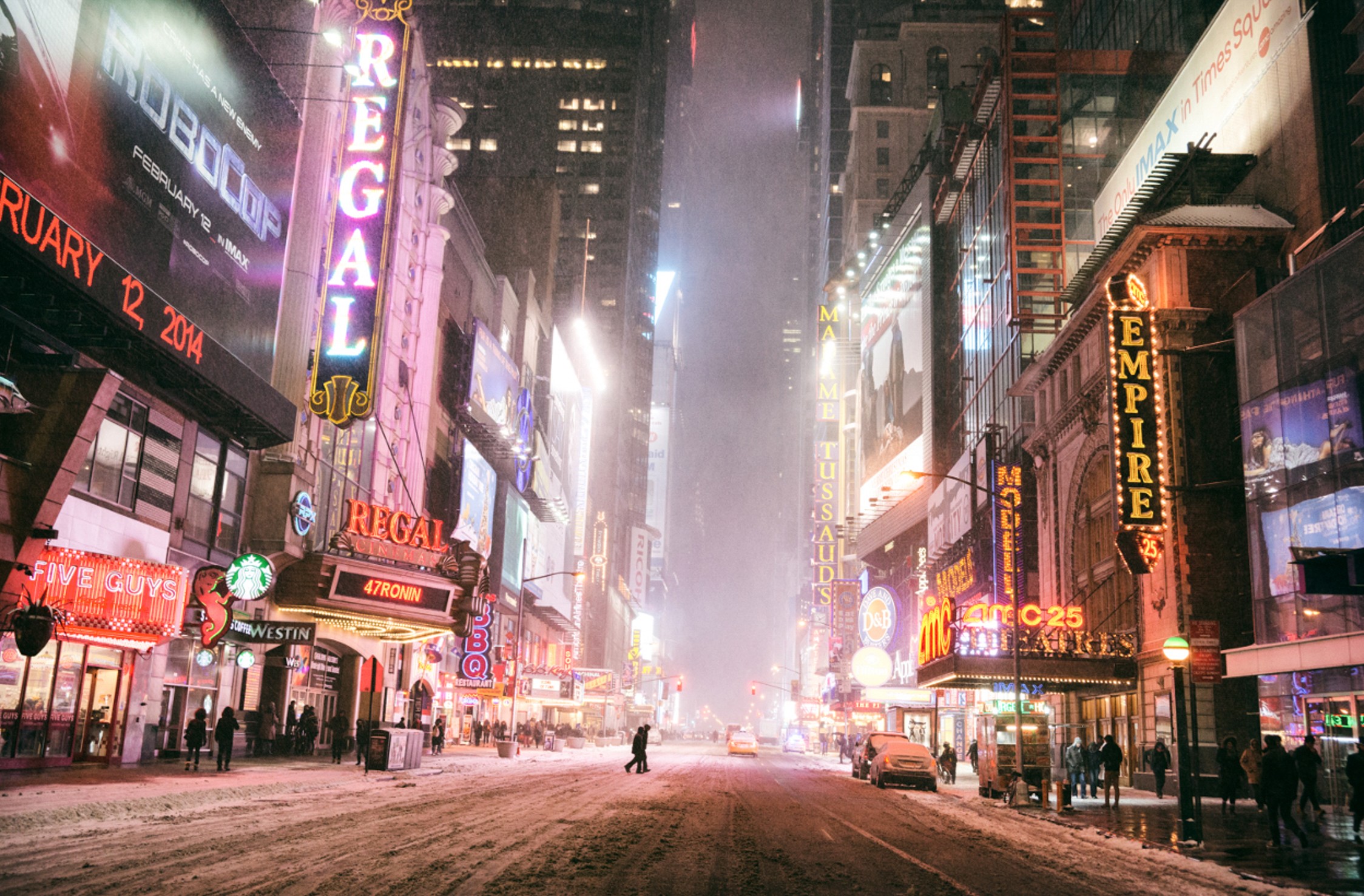 General 2248x1477 New York City Times Square city cityscape winter USA cold ice snow urban city lights