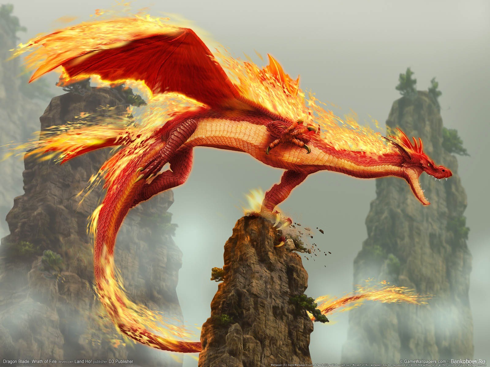General 1600x1200 fire dragon creature artwork rocks fantasy art