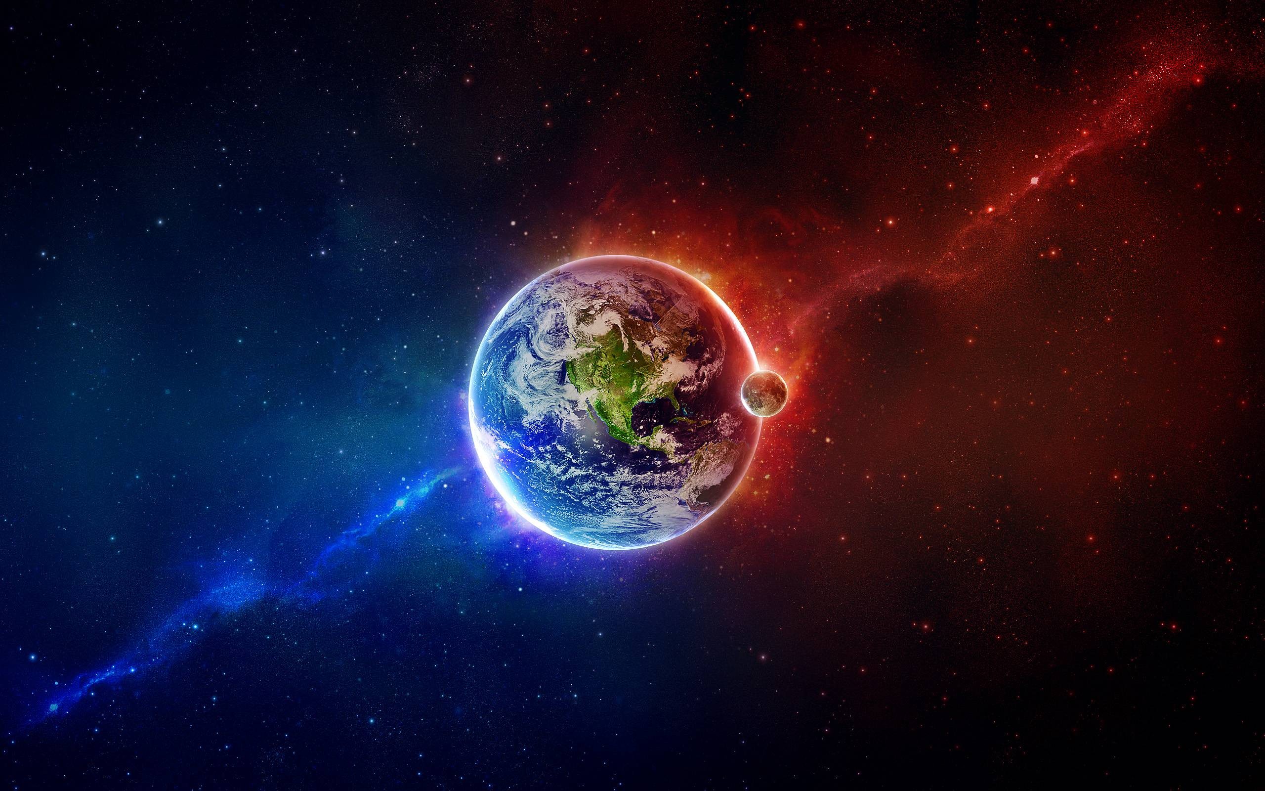 General 2560x1600 space space art planet colorful digital art stars Moon Earth