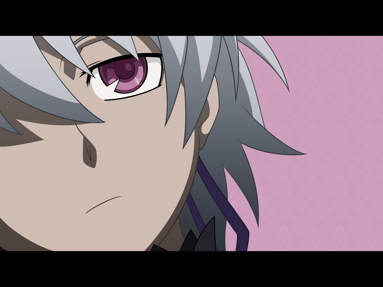 Anime 1600x1200 Yin anime Darker than Black sad anime girls purple eyes face closeup pink background