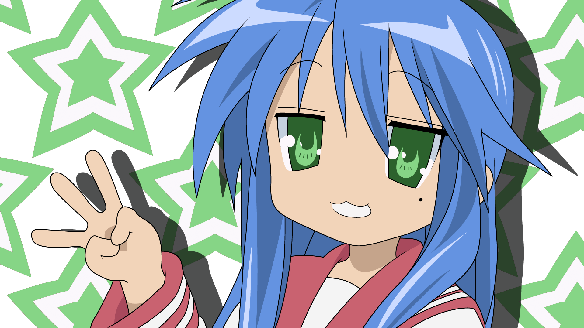 Anime 1920x1080 anime girls anime green eyes blue hair hand gesture