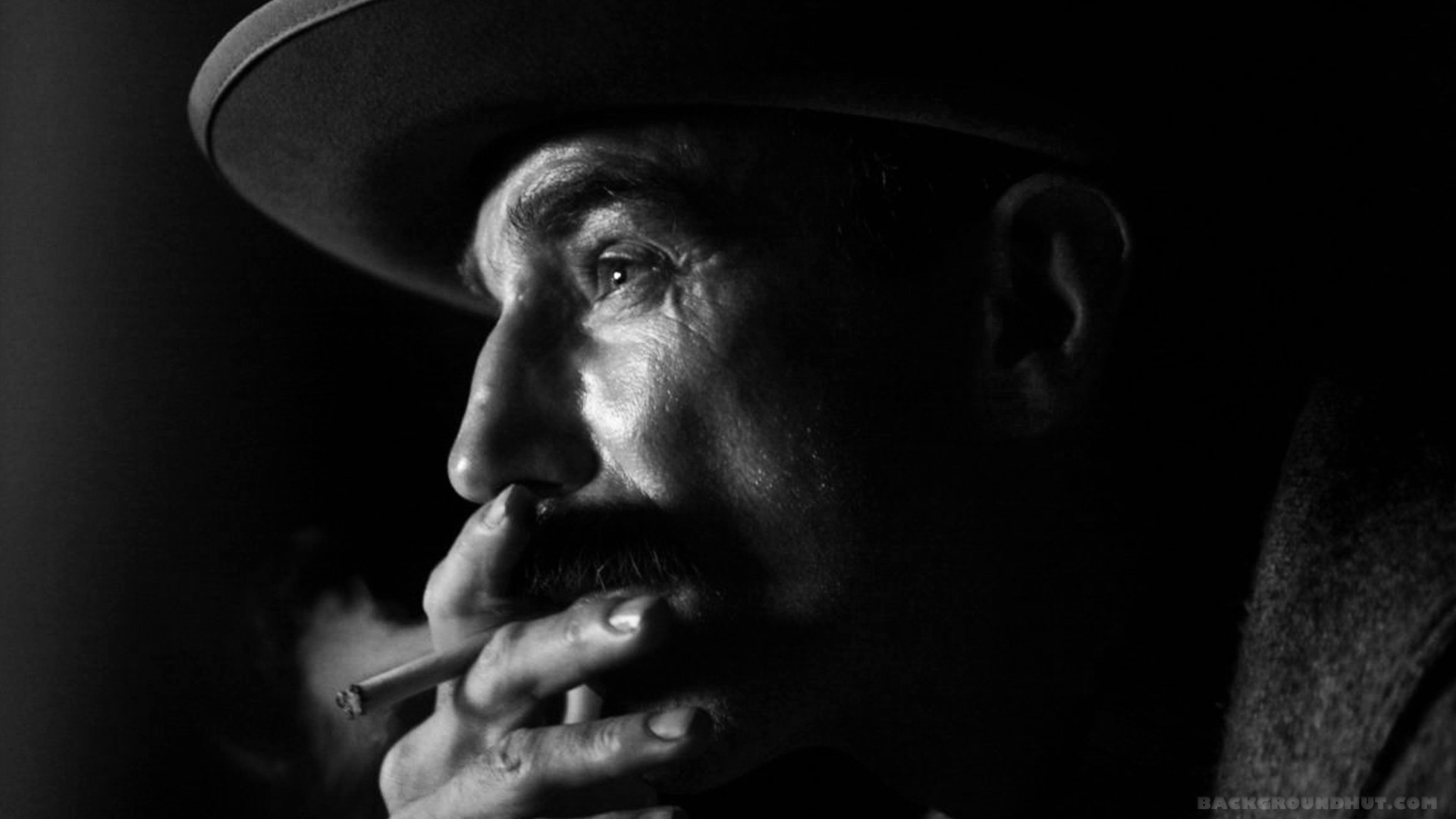 People 1920x1080 There Will be Blood monochrome hat profile Daniel Day-Lewis movies smoking cigarettes men