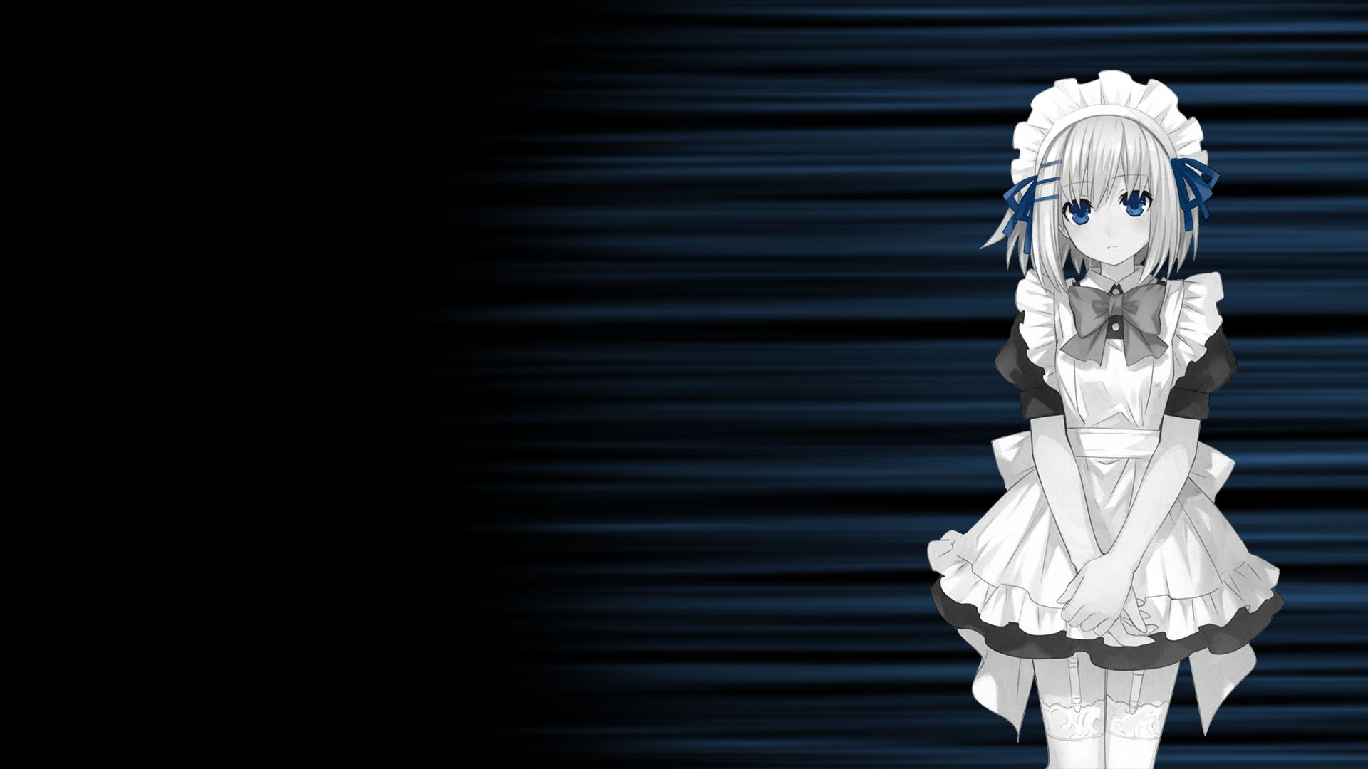 Anime 1920x1080 Date A Live anime girls anime Tobiichi Origami blue eyes simple background maid maid outfit looking at viewer standing