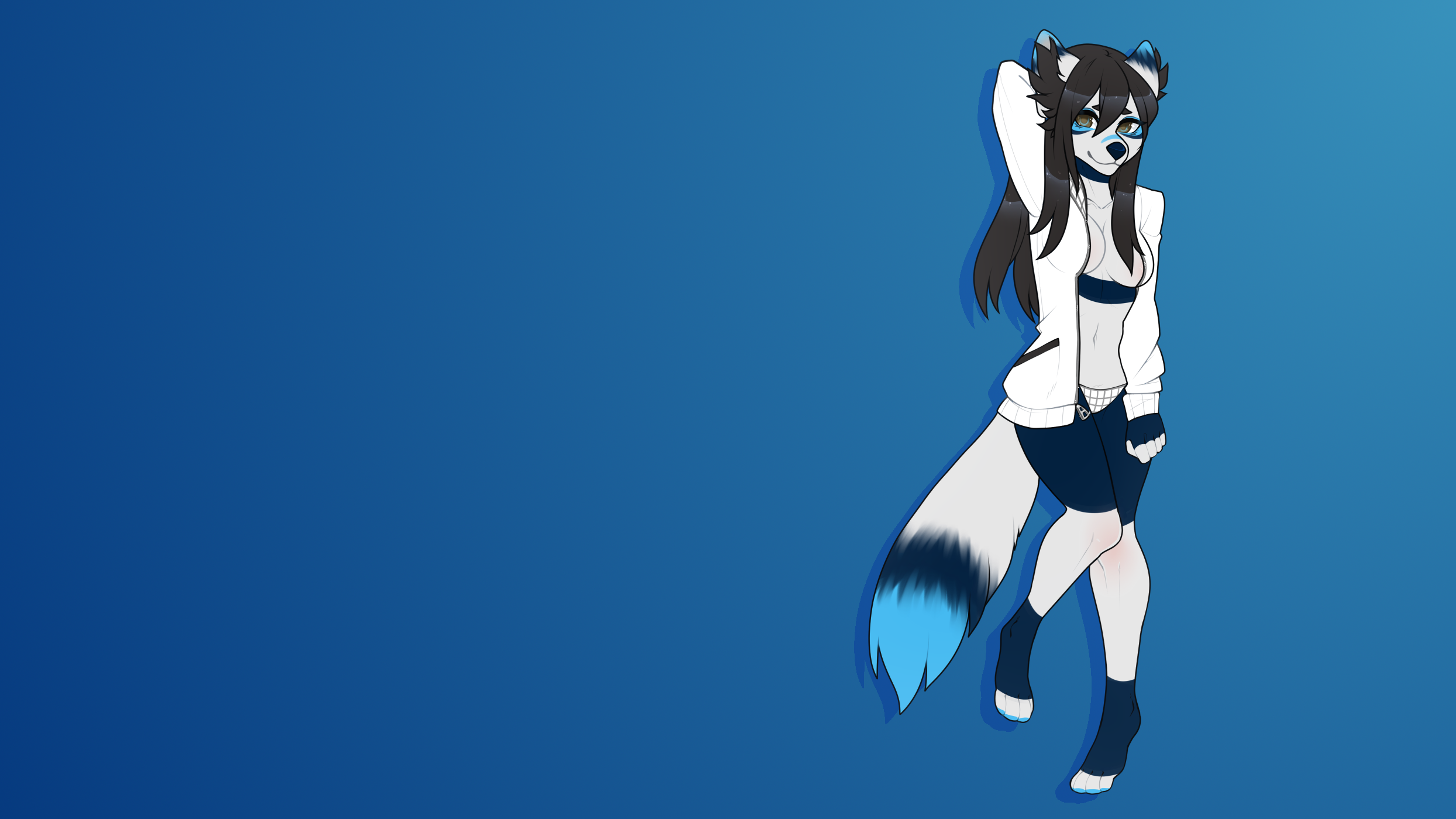 General 2489x1400 furry Anthro blue background simple background