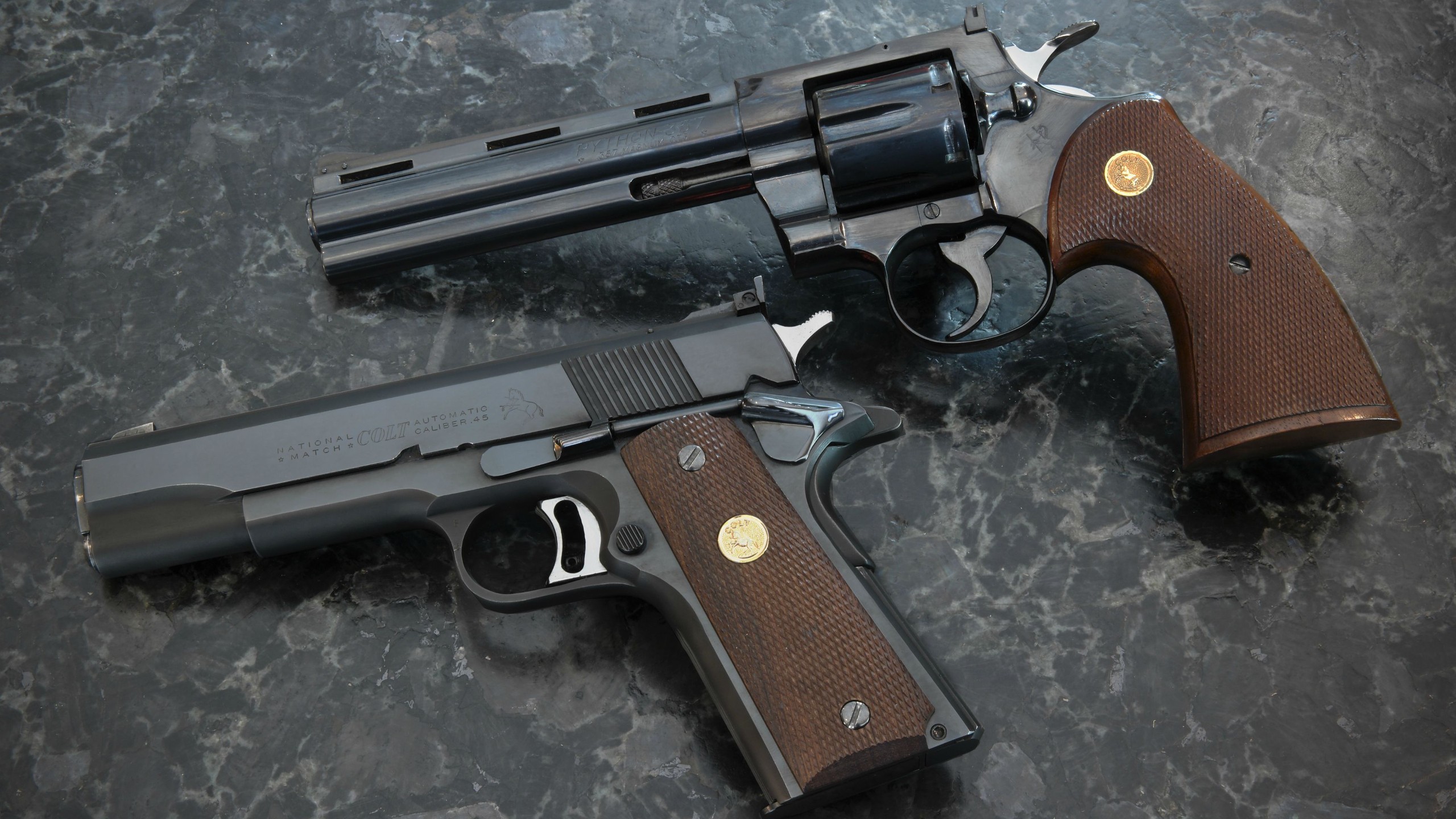 General 2560x1440 gun pistol M1911 Colt revolver .357 Magnum 1911 Colt Python weapon American firearms side view closeup