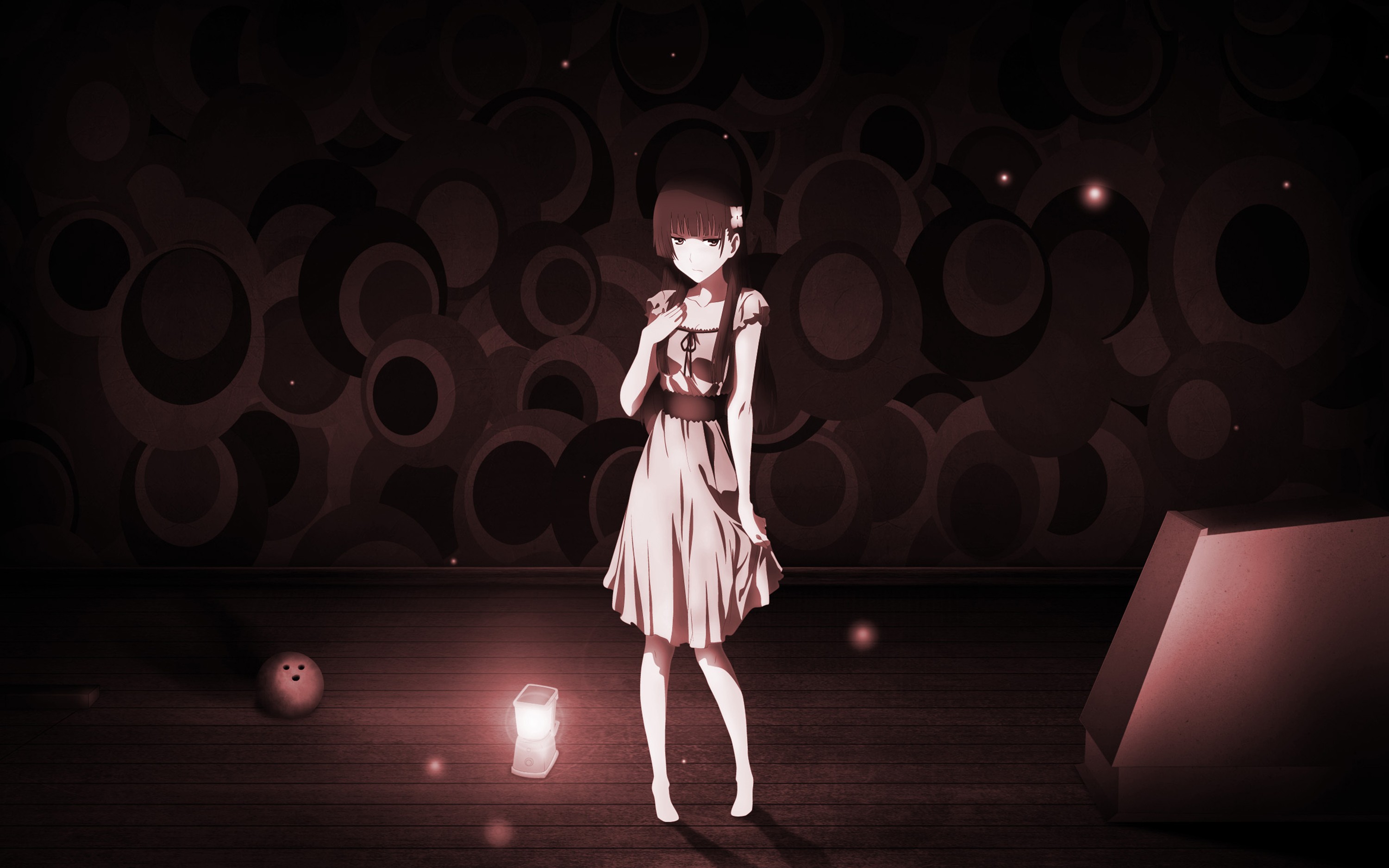 Anime 3000x1875 anime girls anime artwork Sanka Rea Sankarea standing lantern dark brunette dress looking at viewer