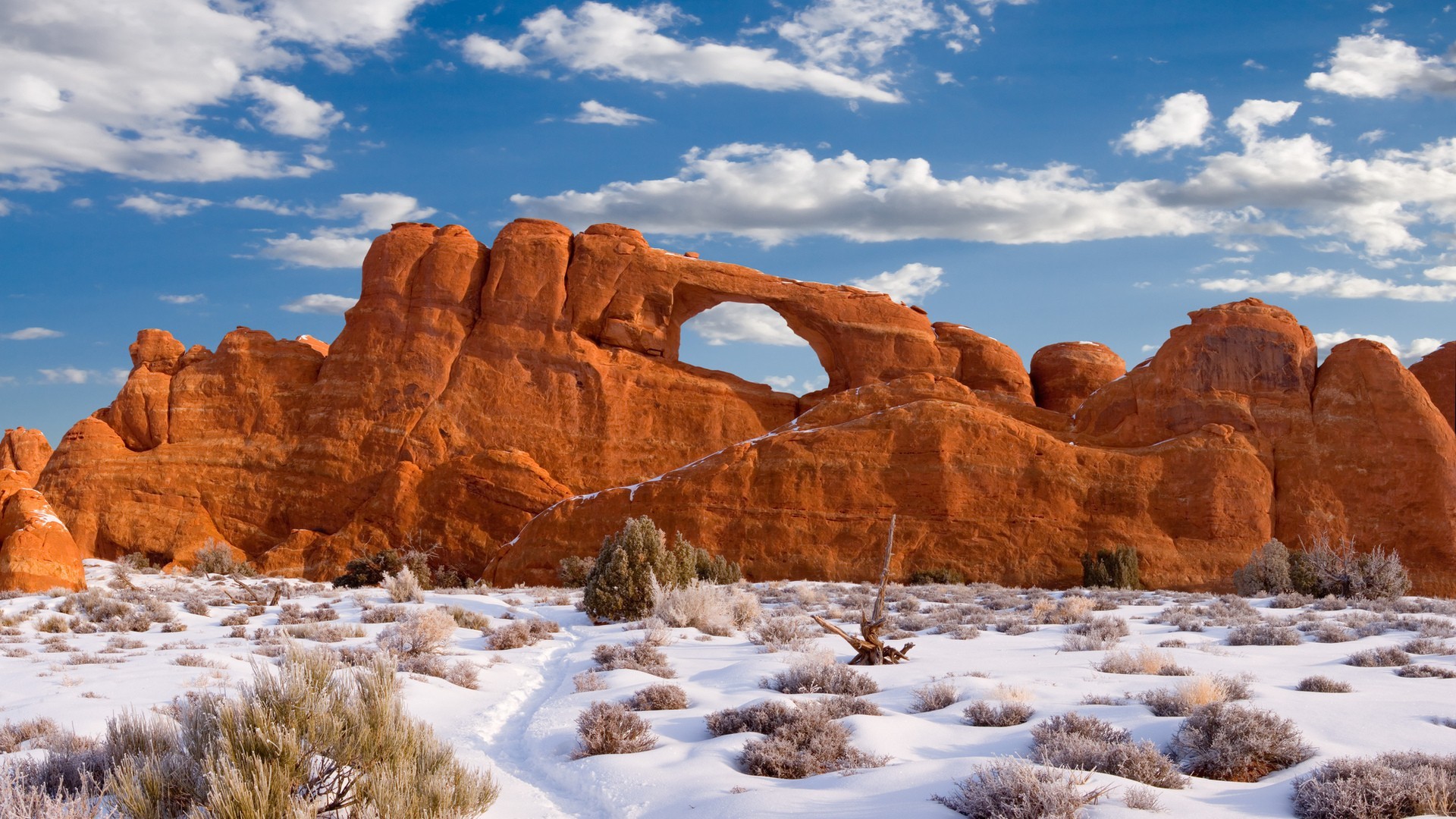 General 1920x1080 rocks Arches National Park Utah rock formation winter snow ice cold nature USA