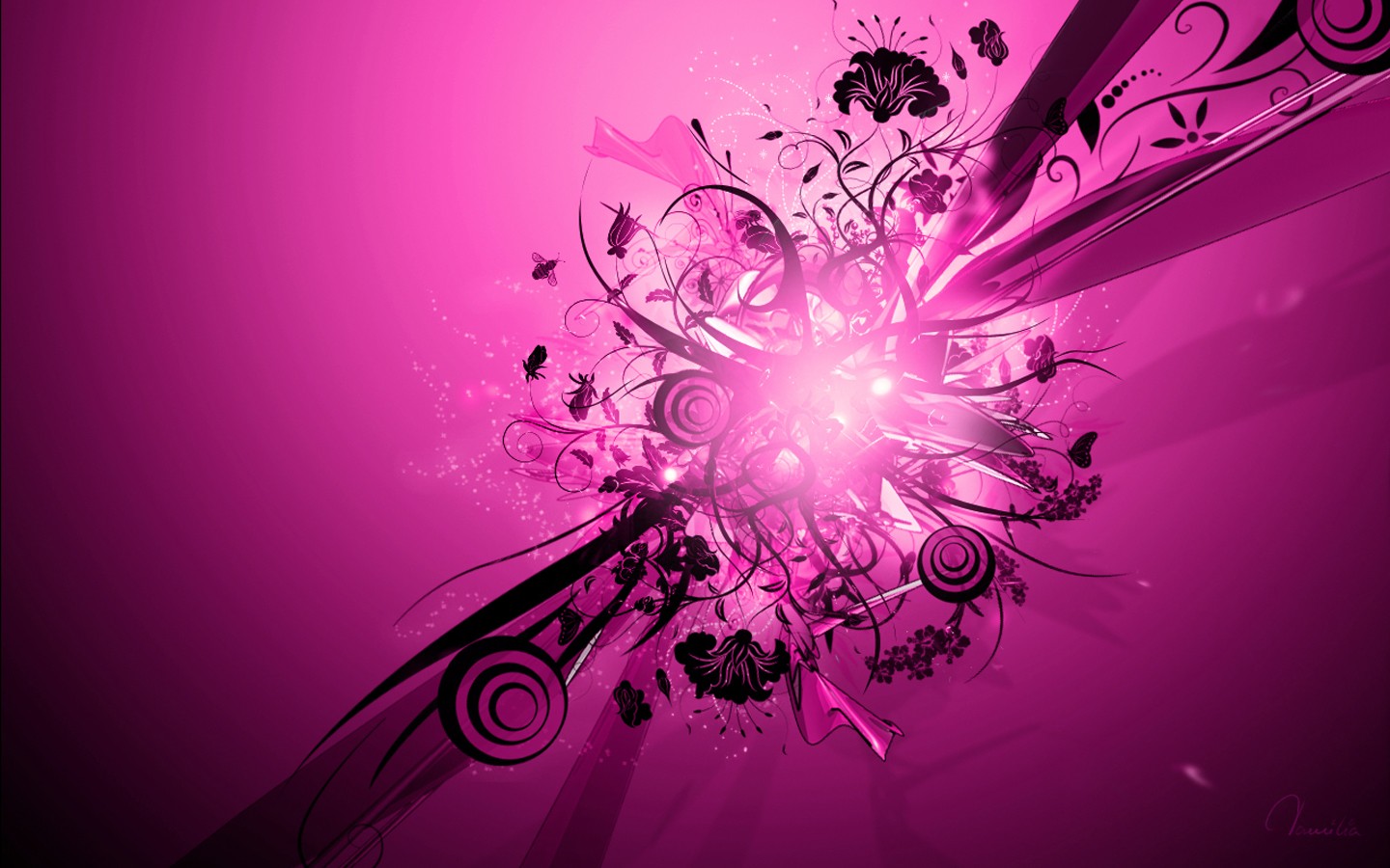 General 1440x900 abstract digital art pink background CGI shapes pink