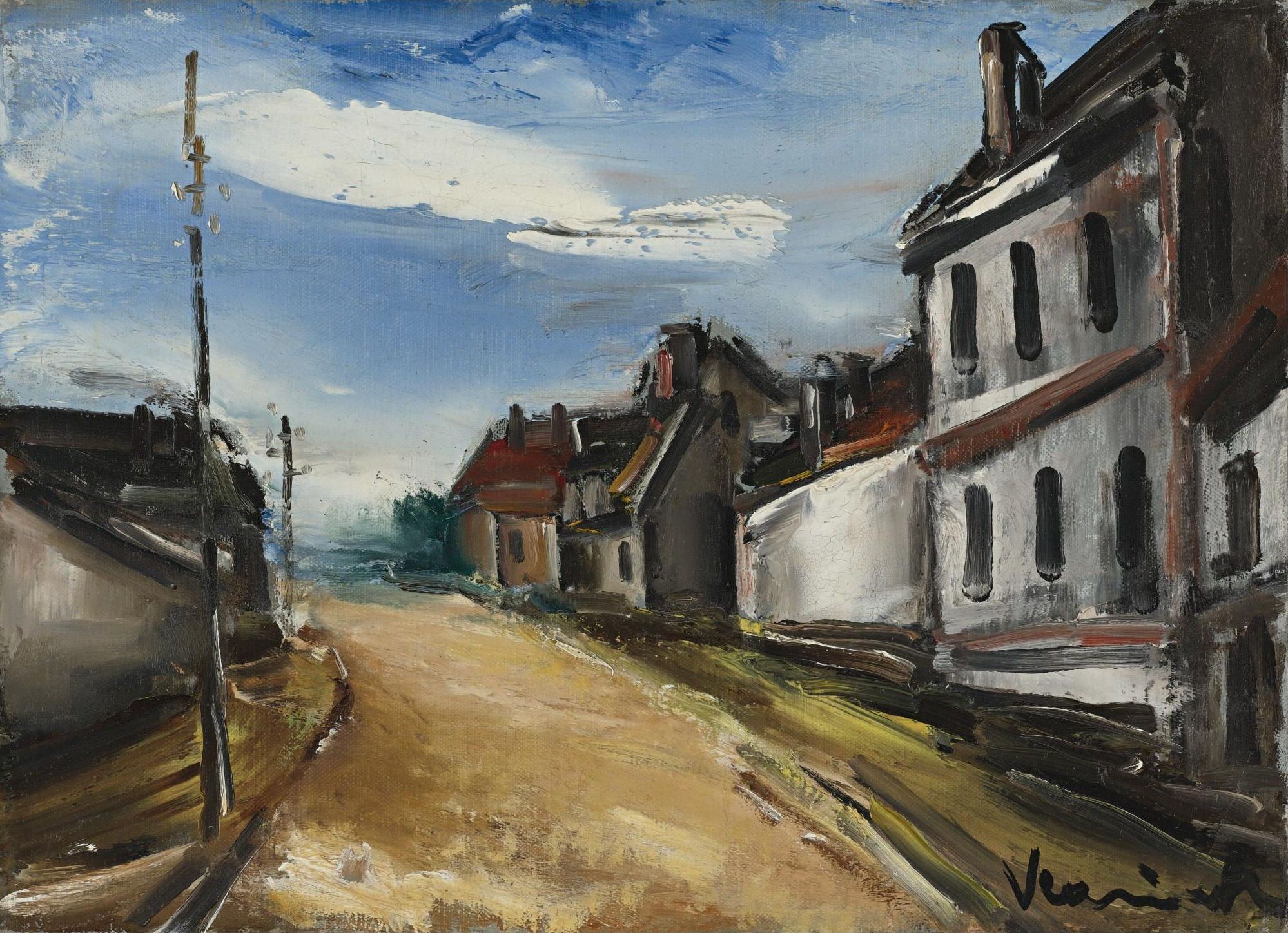 General 1998x1448 artwork painting Maurice de Vlaminck classic art village road house building