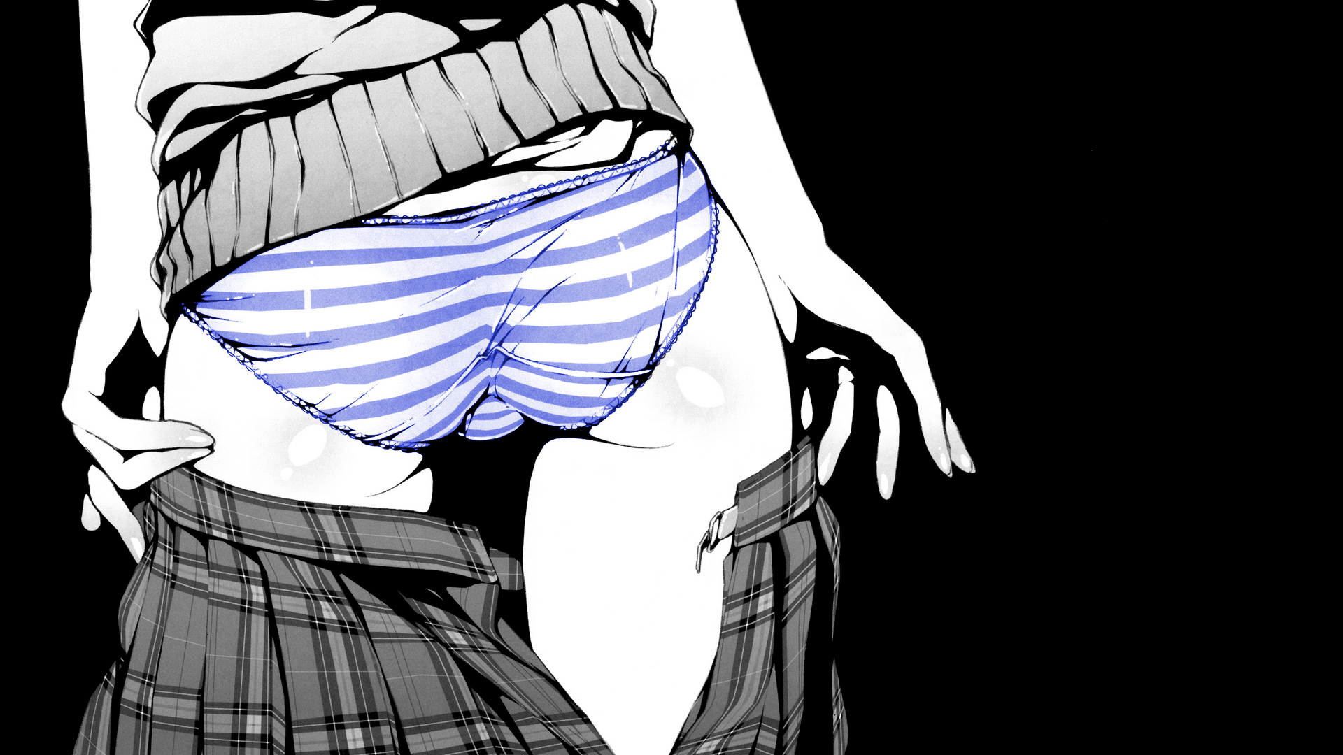 Anime 1920x1080 manga underwear panties striped panties women anime girls anime black background simple background
