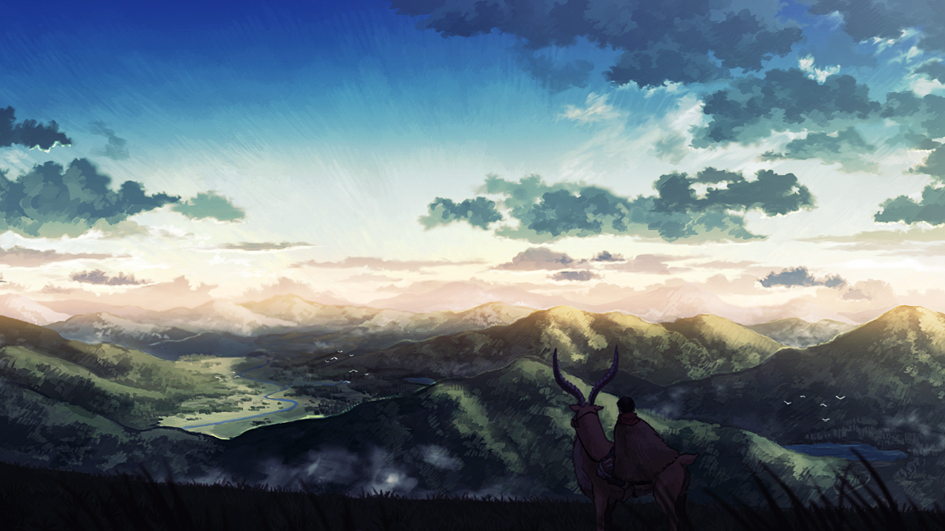 Anime 1366x768 Studio Ghibli Princess Mononoke Ashitaka Mononoke landscape anime sky