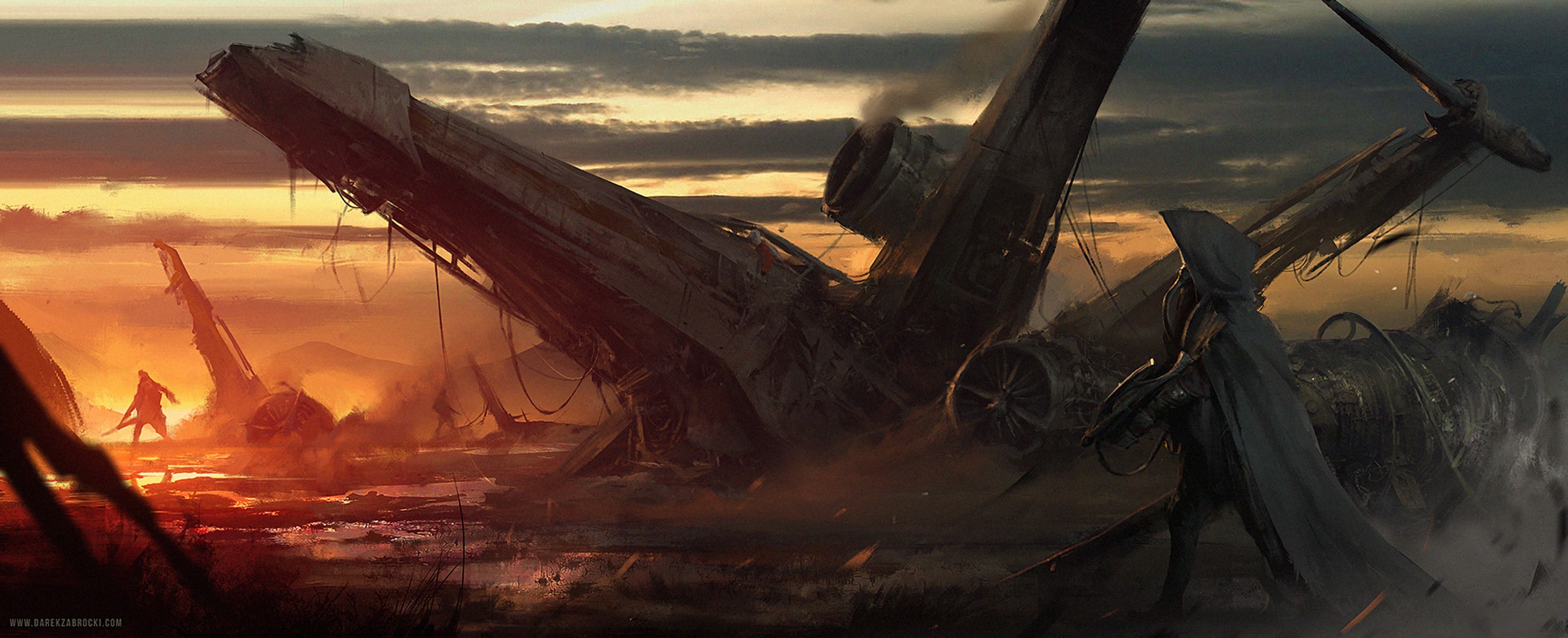 General 2652x1080 Star Wars X-wing wreck vehicle science fiction Star Wars Ships sunlight