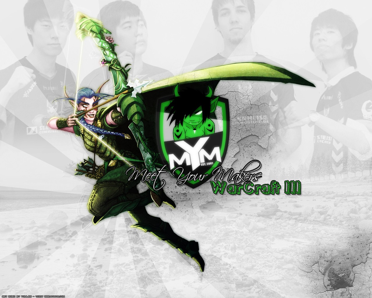 General 1280x1024 Meet Your Makers Warcraft III PC gaming logo bow and arrow