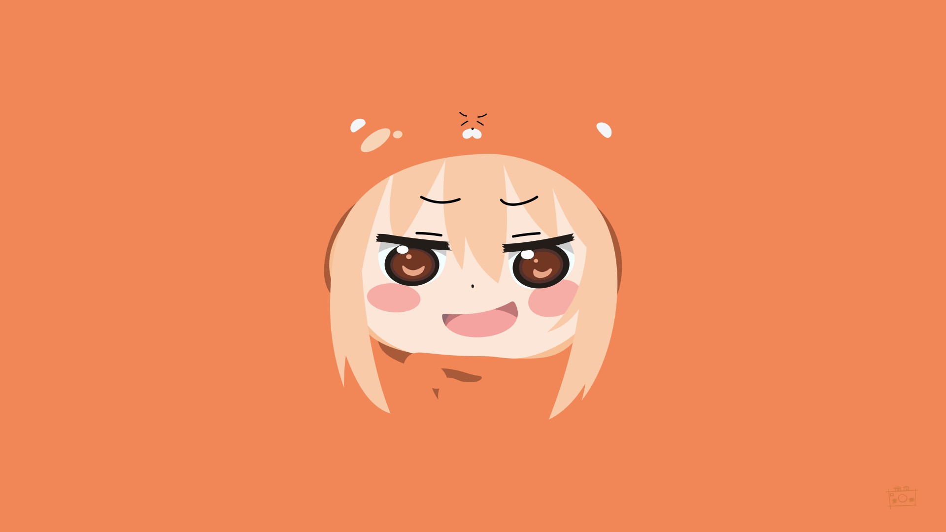 Anime 1920x1080 Himouto! Umaru-chan Doma Umaru minimalism orange background anime girls anime simple background