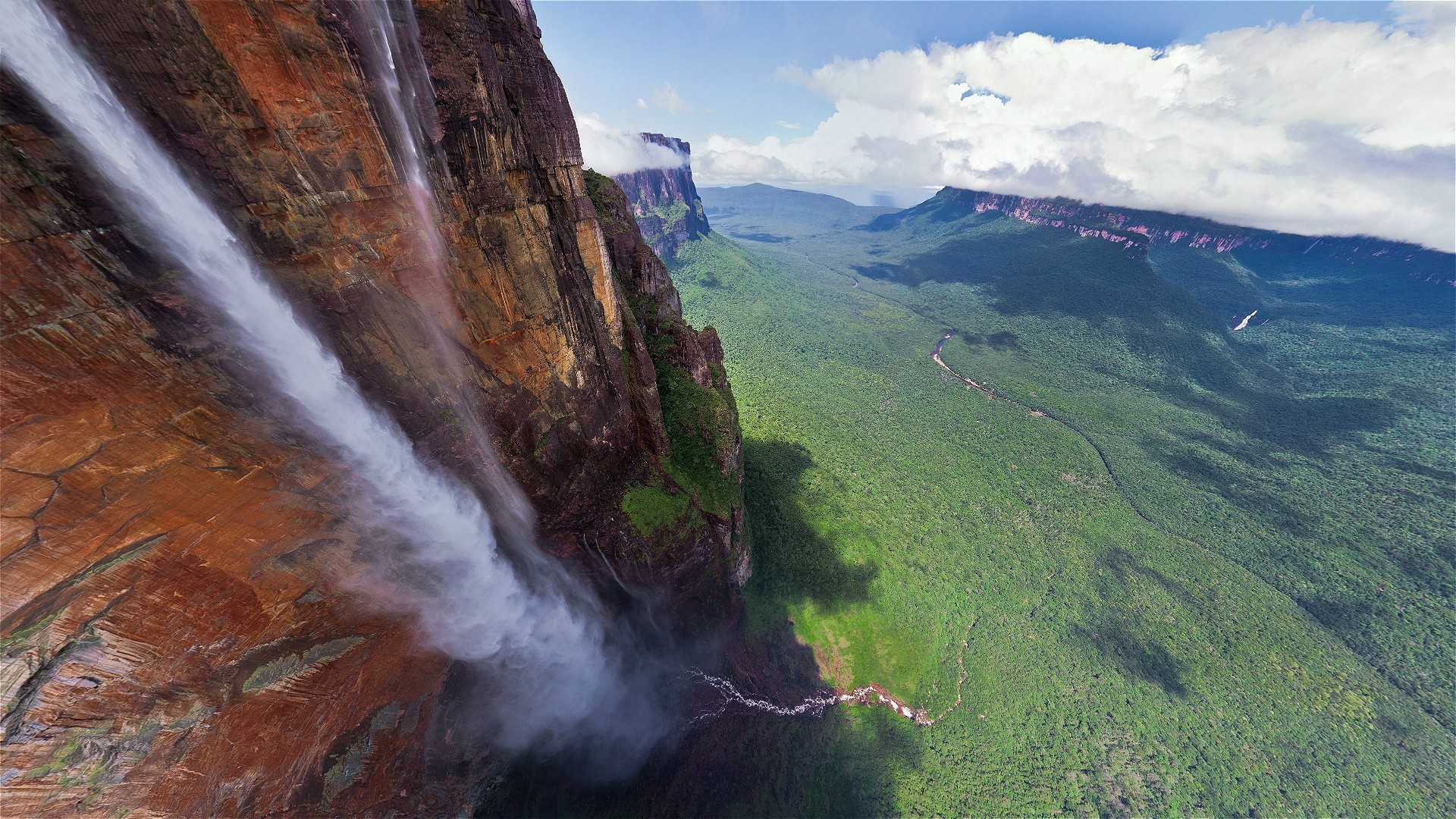 General 1920x1080 cliff waterfall tropical rocks clouds trees landscape Salto Ángel  Angel Falls canyon Venezuela nature mountains rock formation Mount Roraima South America