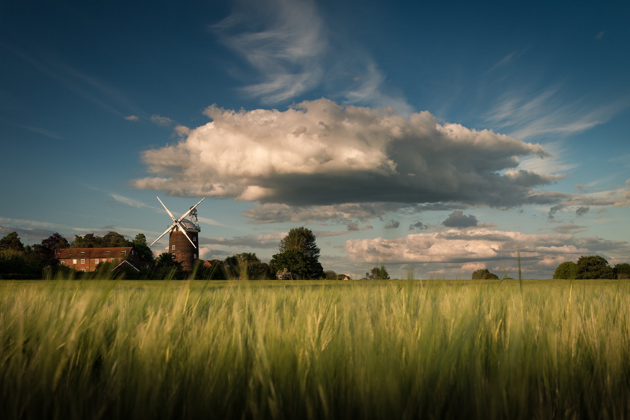 General 2048x1365 nature landscape windmill trees grass house clouds architecture