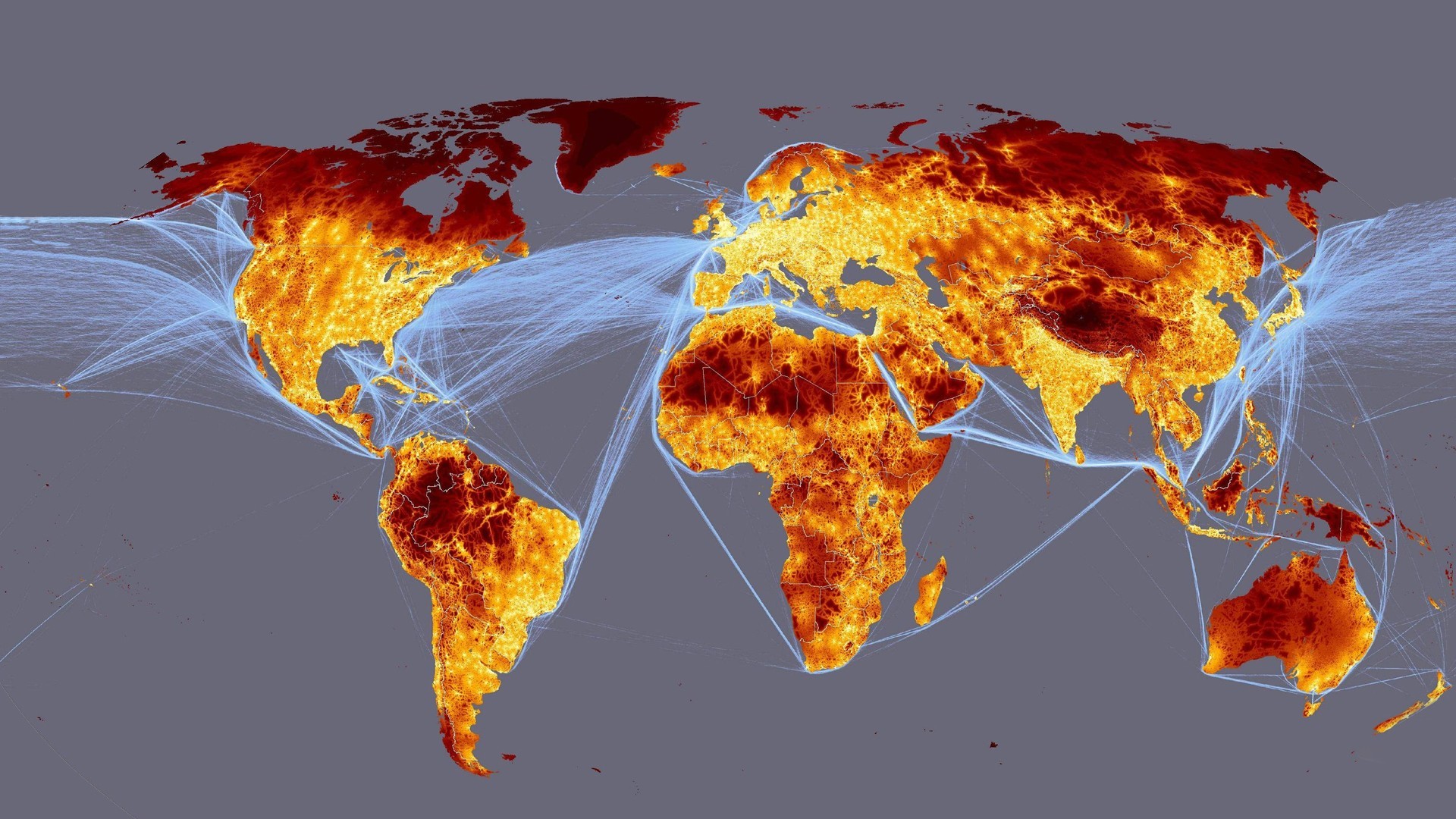 General 1920x1080 world map map digital art lines orange simple background