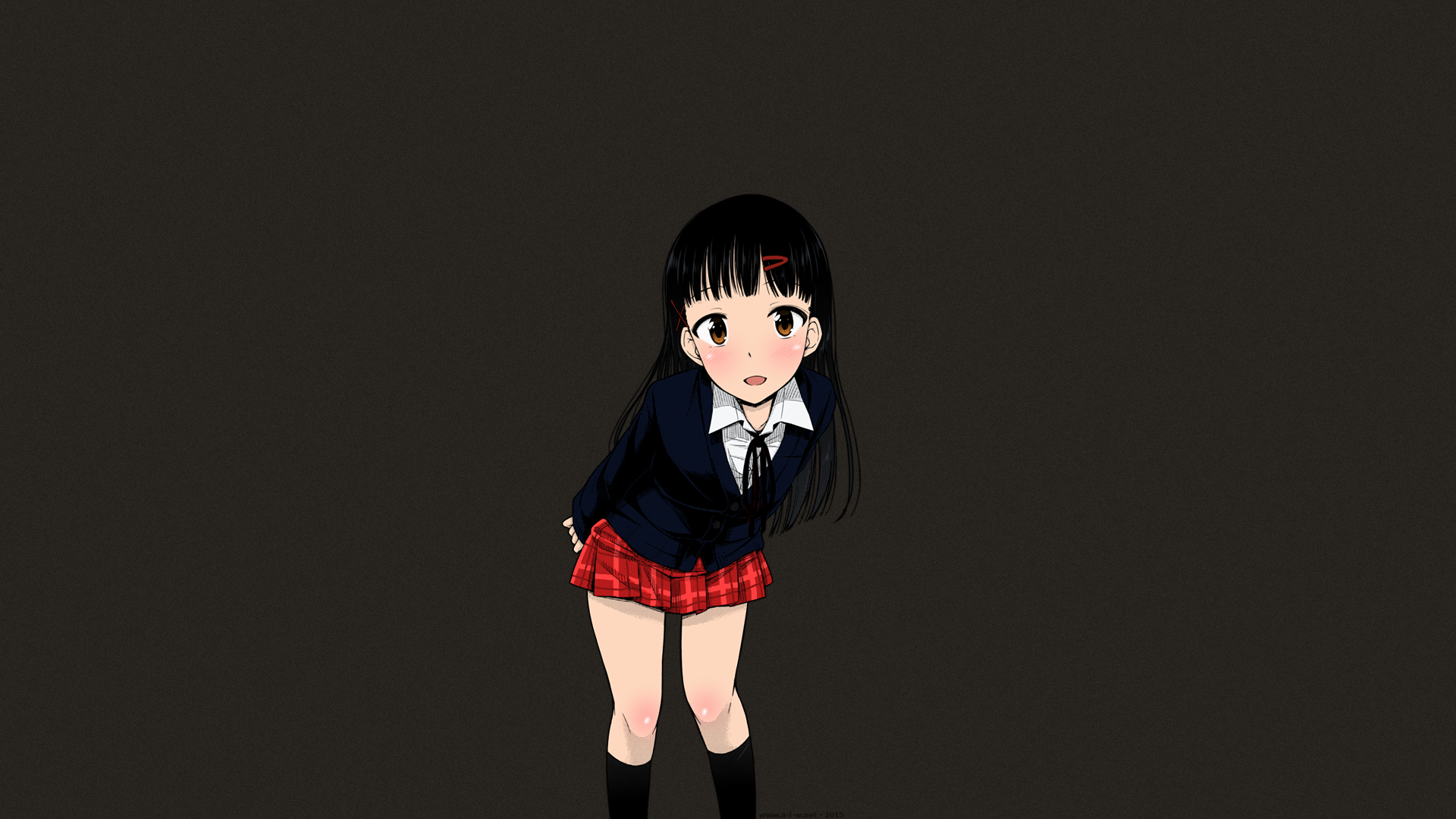 Anime 1920x1080 long hair black hair dark hair school uniform schoolgirl miniskirt socks anime manga anime girls looking at viewer