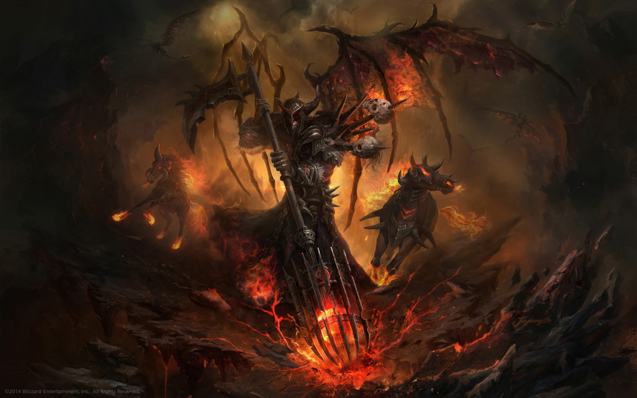 General 2560x1600 World of Warcraft Warlock warlocks video game art PC gaming 2014 (Year) fantasy art Blizzard Entertainment digital art