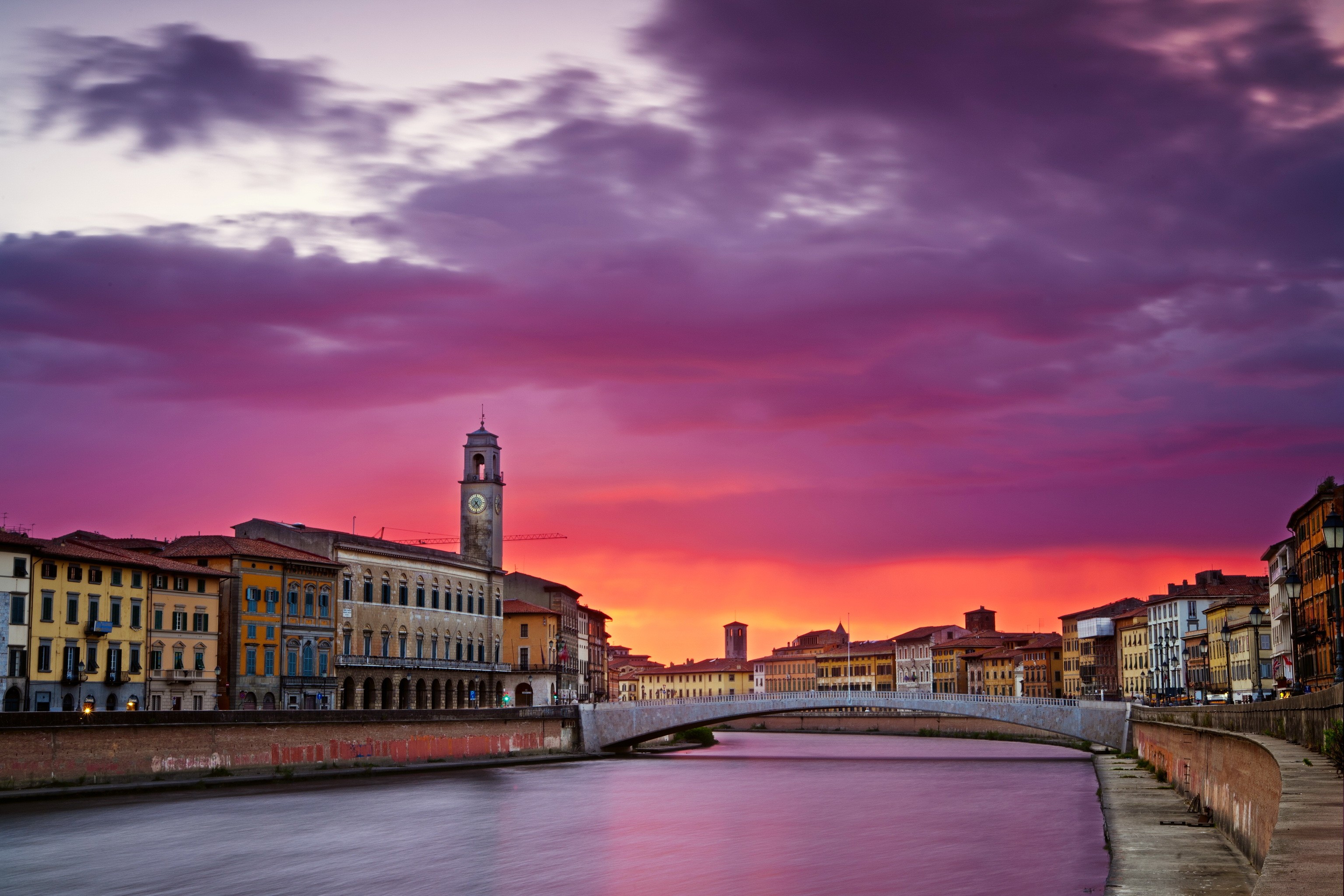 General 3072x2048 urban river bridge clouds Italy sunset Venice