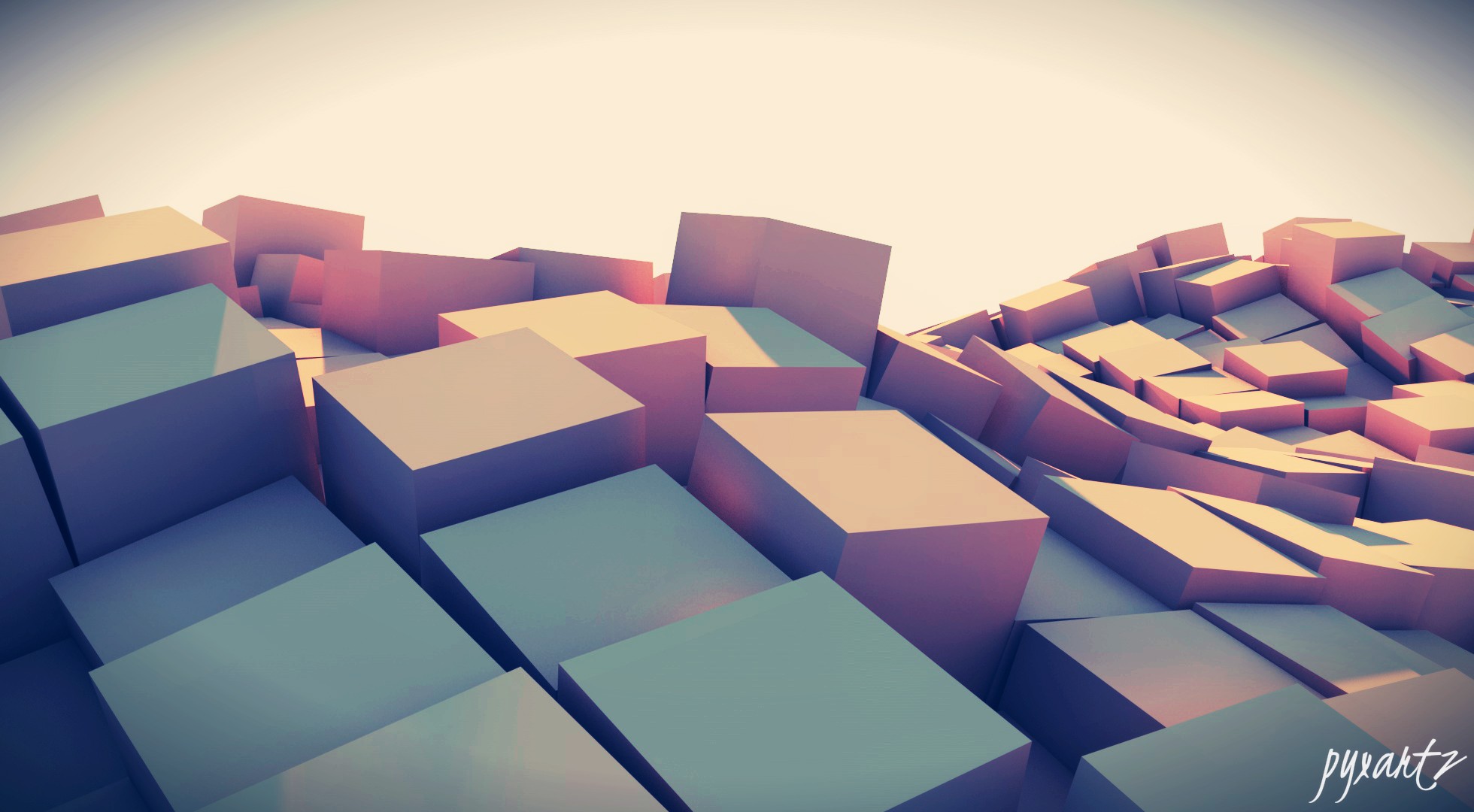 General 1960x1080 abstract digital art artwork cube geometry 3D Blocks 3D Abstract CGI simple background