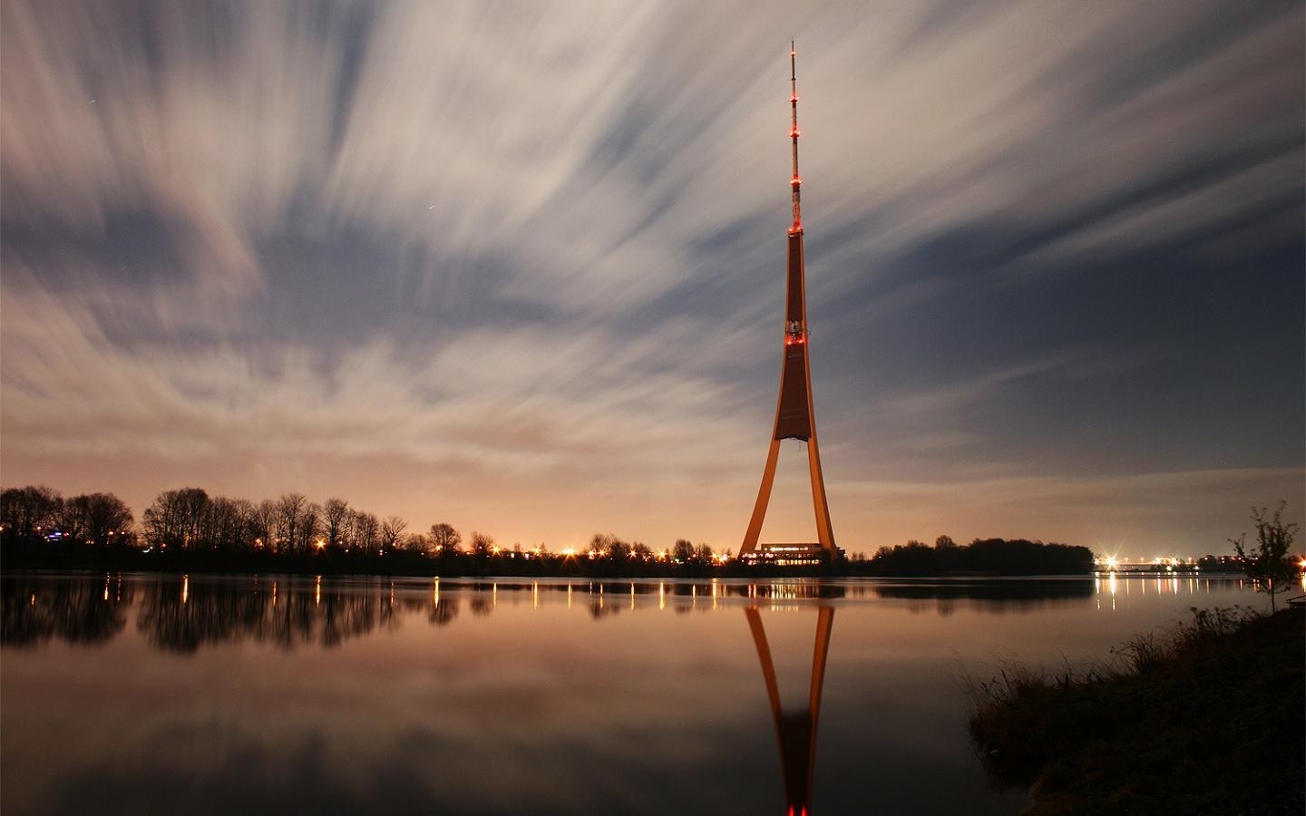 General 1440x900 tower Latvia reflection lake water construction sky outdoors