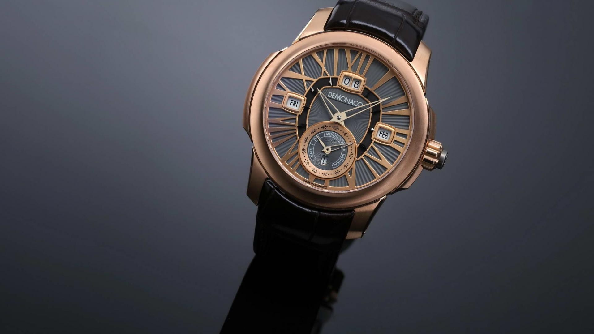 General 1920x1080 watch luxury watches leather minimalism wristwatch simple background DEMONACO technology