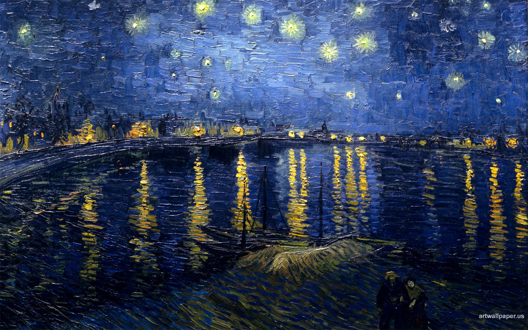 General 1680x1050 Vincent van Gogh classic art painting artwork night lights
