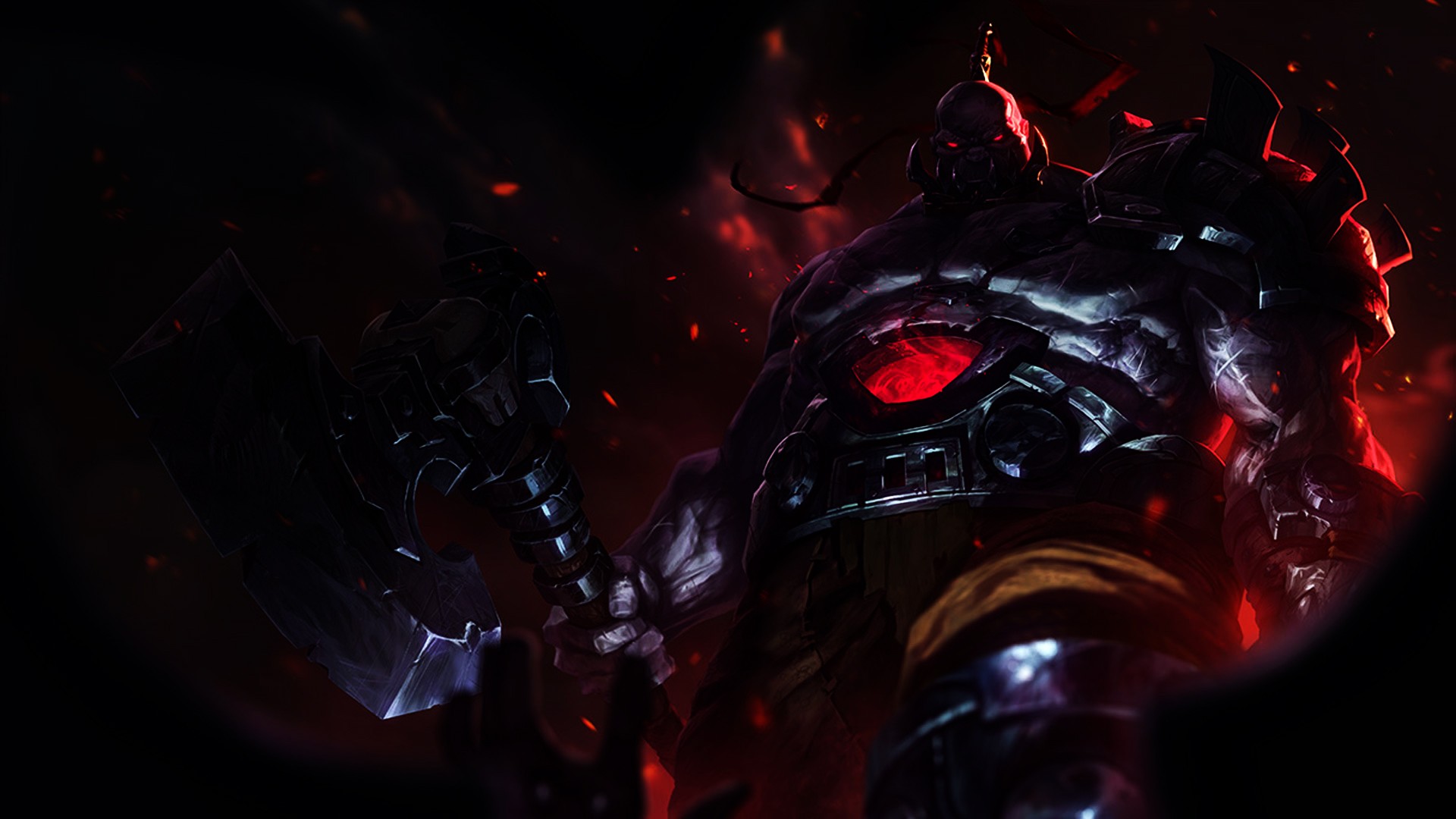 General 1920x1080 League of Legends video games Sion artwork dark red red eyes low-angle Sion (League of Legends) video game art PC gaming fantasy art