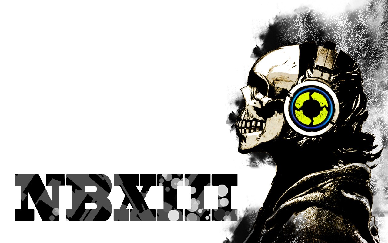 General 1280x800 skull headphones simple background typography profile white background