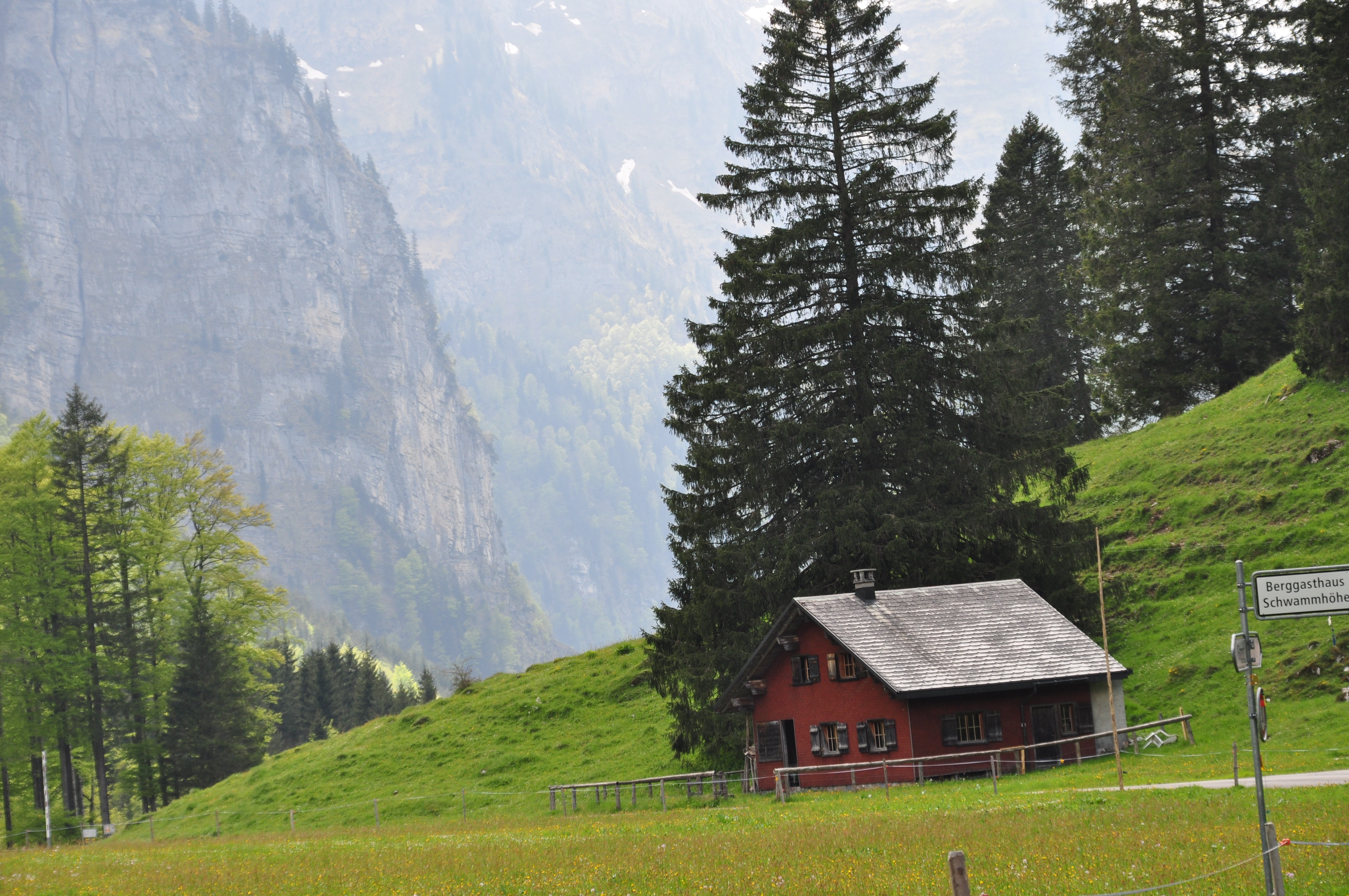General 4288x2848 nature mountains trees hut landscape Switzerland
