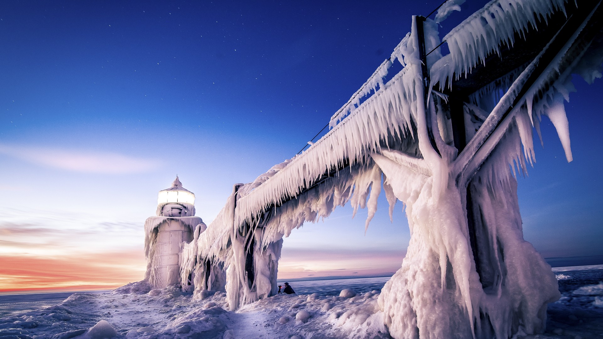 General 1920x1080 ice lighthouse nature landscape cold frost winter snow sky outdoors