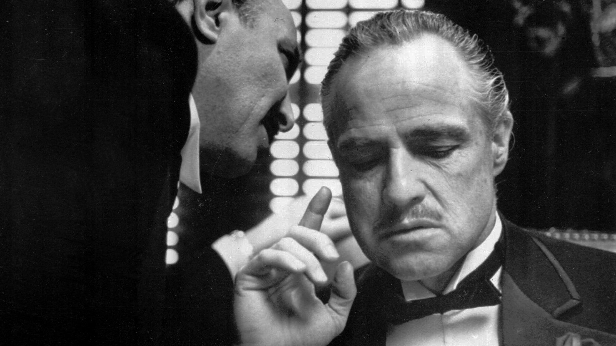 General 1972x1109 The Godfather movies monochrome advice Marlon Brando film stills Vito Corleone men
