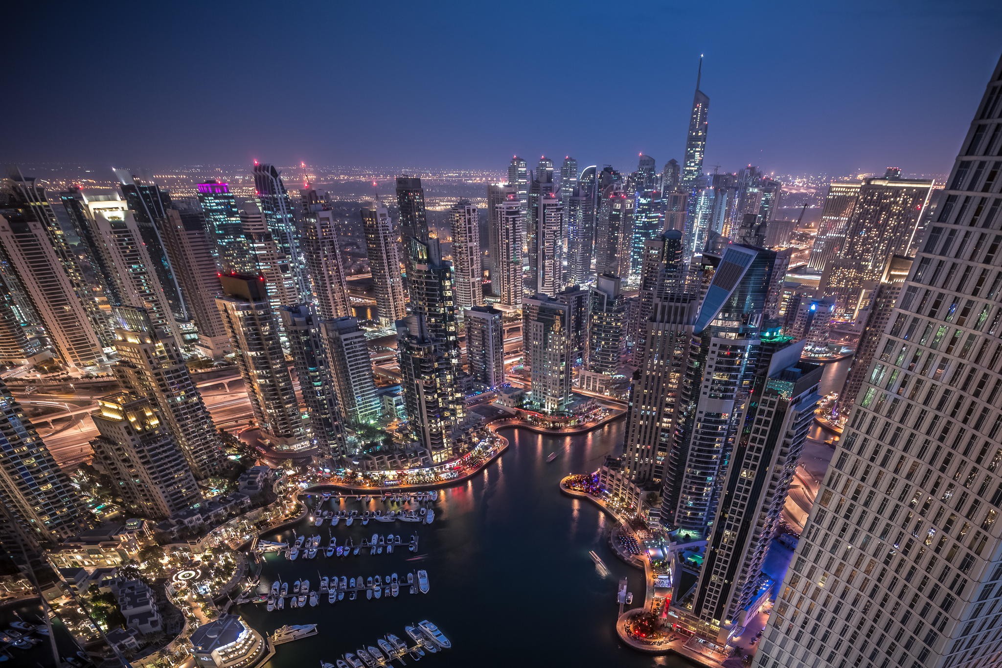 General 2048x1365 Dubai city cityscape night skyscraper city lights