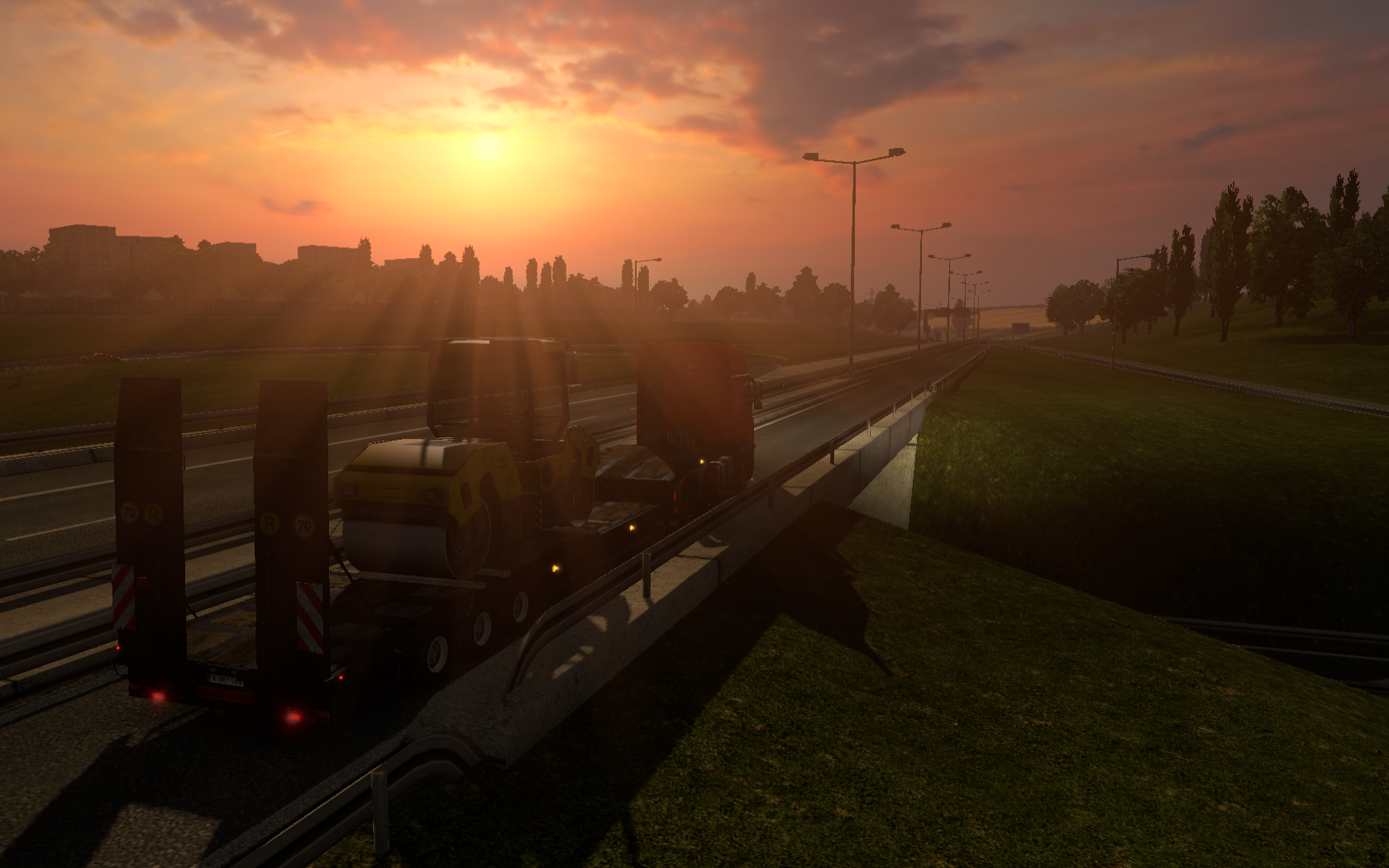 General 1680x1050 video games Euro Truck Simulator 2 sunset highway truck Volvo FH16 Sun cargo PC gaming screen shot