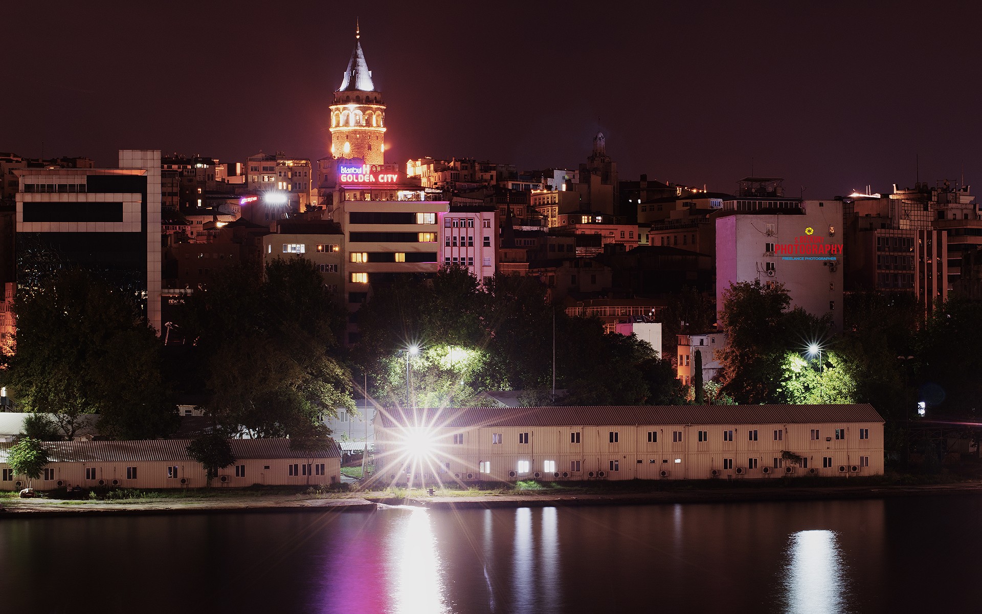 General 1920x1200 Galata Tower night Istanbul Turkey digital art cityscape