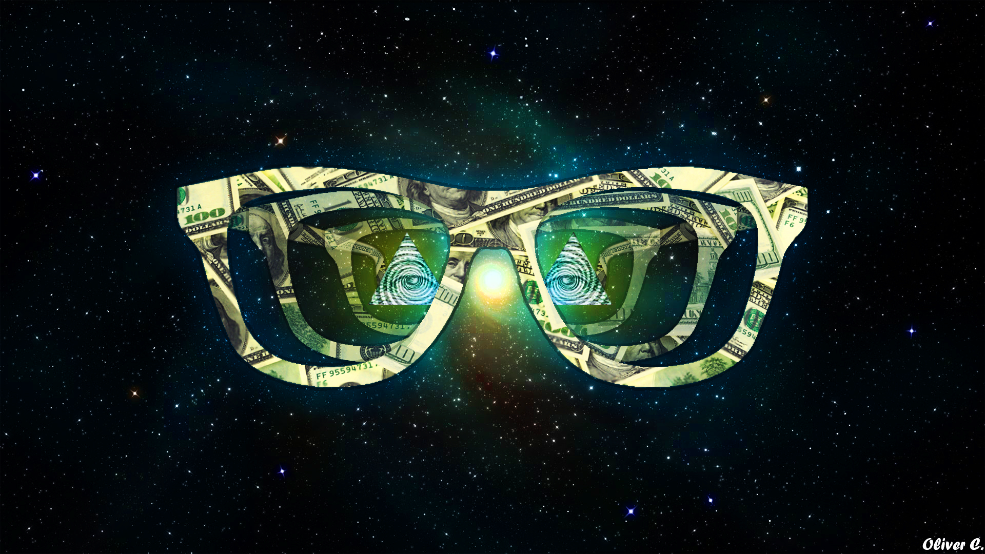 General 1920x1080 Illuminati artwork glasses stars