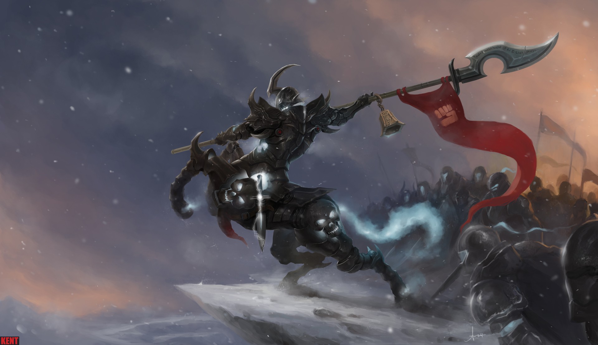 General 1920x1109 war horns Centaurs warrior skull flag League of Legends DeviantArt fantasy art PC gaming