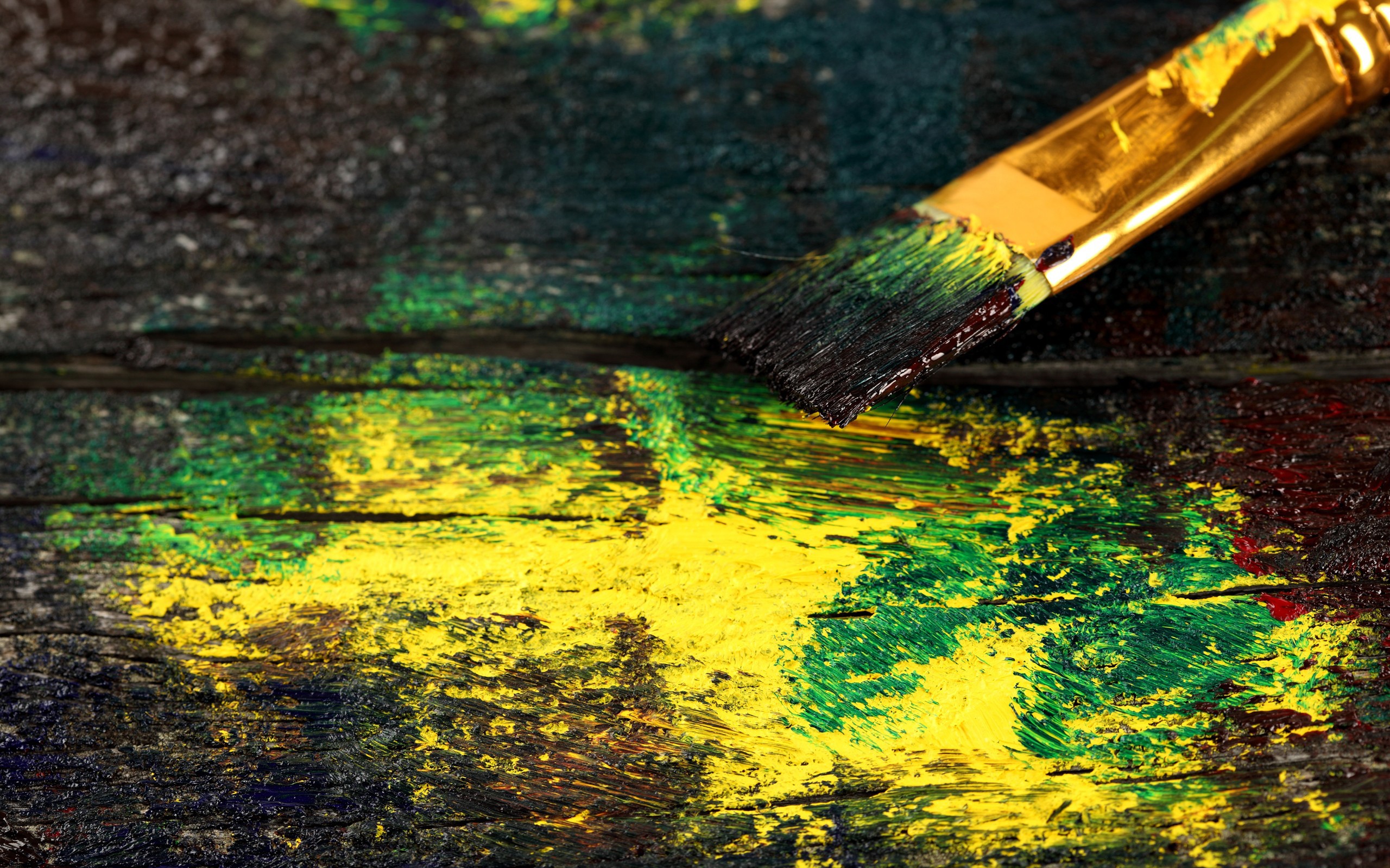 General 2560x1600 paint wood paint brushes macro yellow green