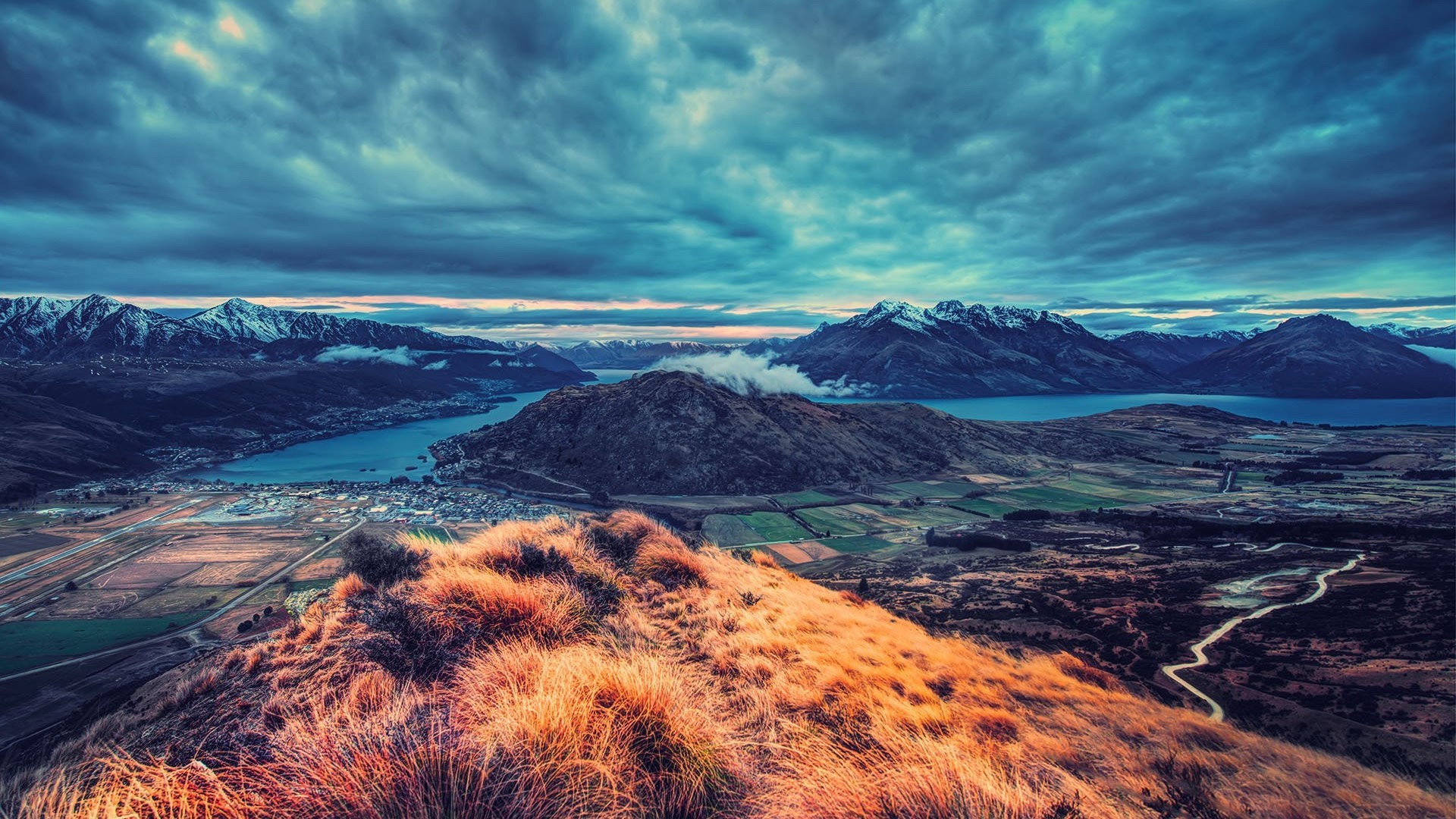 General 1920x1080 landscape nature mountains HDR New Zealand sky lake