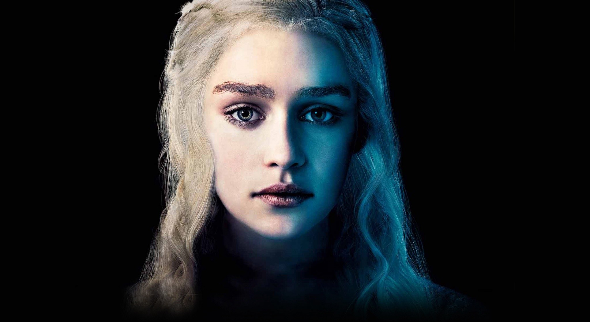 People 2048x1116 Game of Thrones Daenerys Targaryen Emilia Clarke fantasy girl TV series pale simple background black background blonde face women