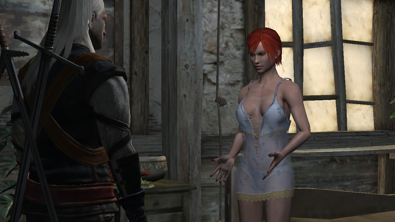 General 1366x768 The Witcher screen shot lingerie redhead Geralt of Rivia Shani CD Projekt RED PC gaming RPG video game girls