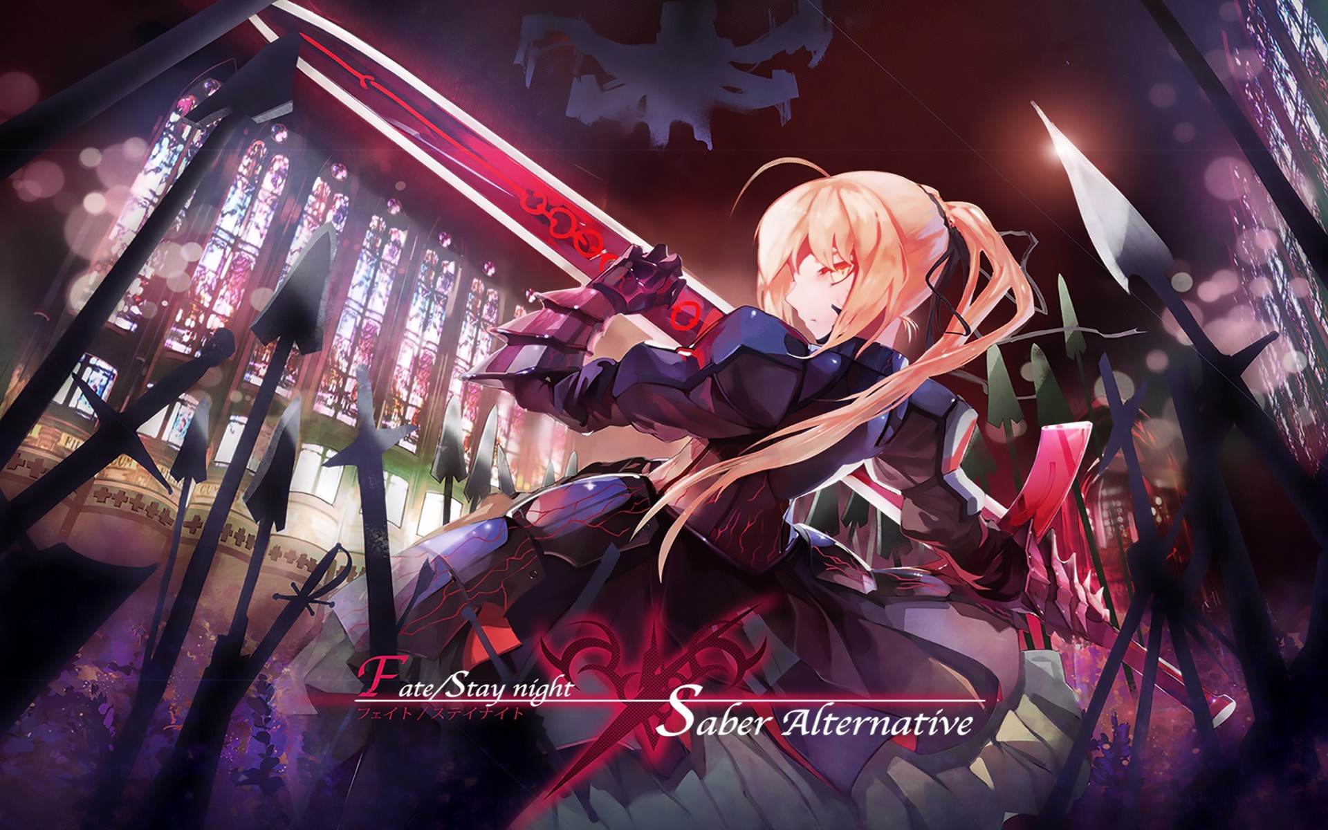Anime 1920x1200 Fate/Stay Night anime girls Fate series anime blonde yellow eyes long hair fantasy art fantasy girl women with swords