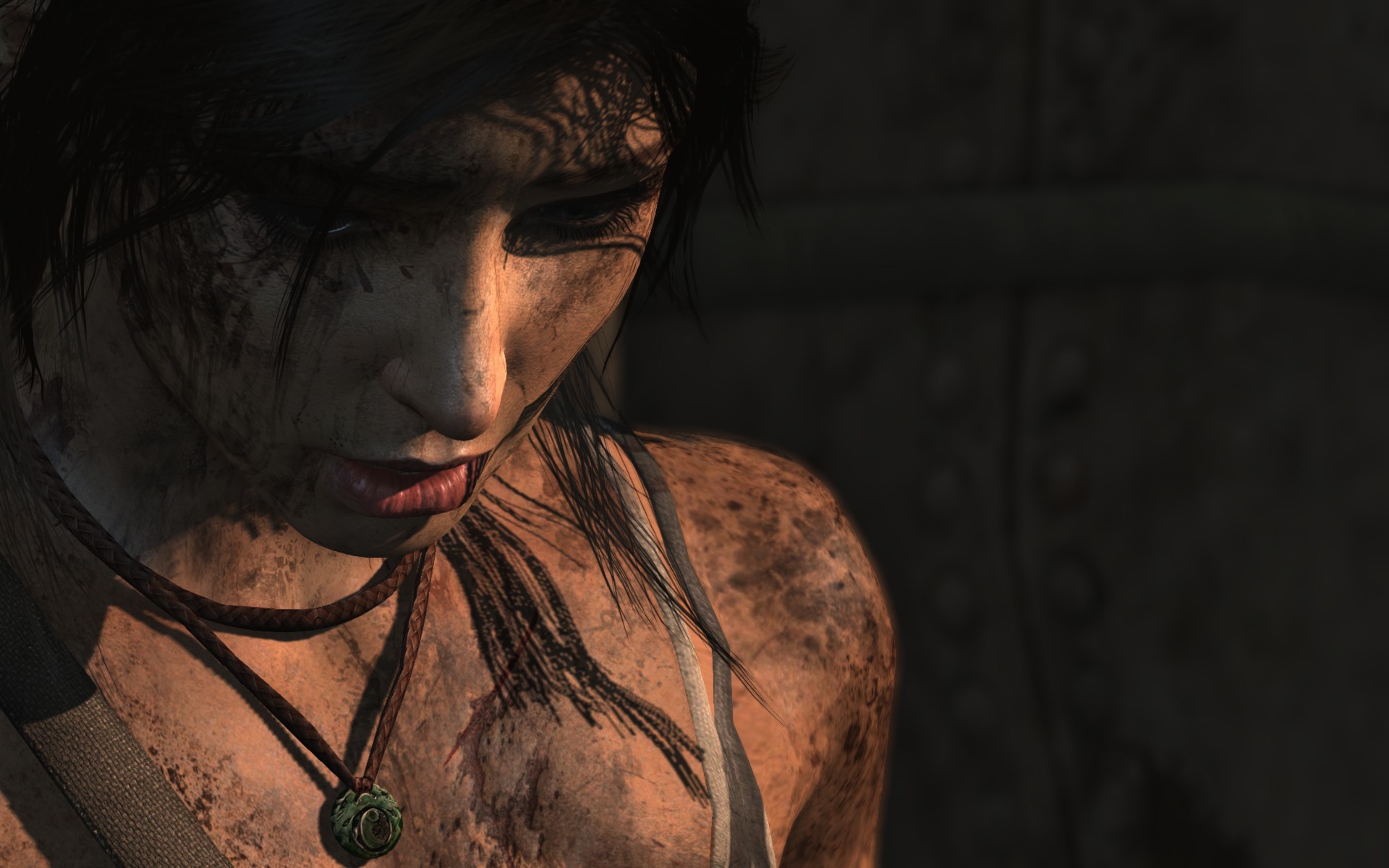 General 1920x1200 Tomb Raider Tomb Raider (2013) video games dirt face necklace PC gaming video game girls Lara Croft (Tomb Raider) closeup screen shot