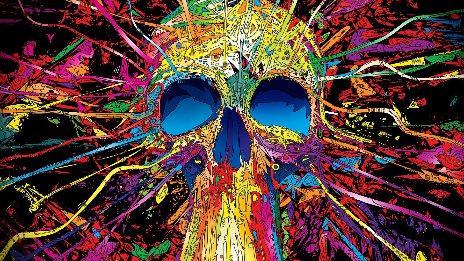 General 1920x1080 colorful skull artwork surreal digital art psychedelic Matei Apostolescu