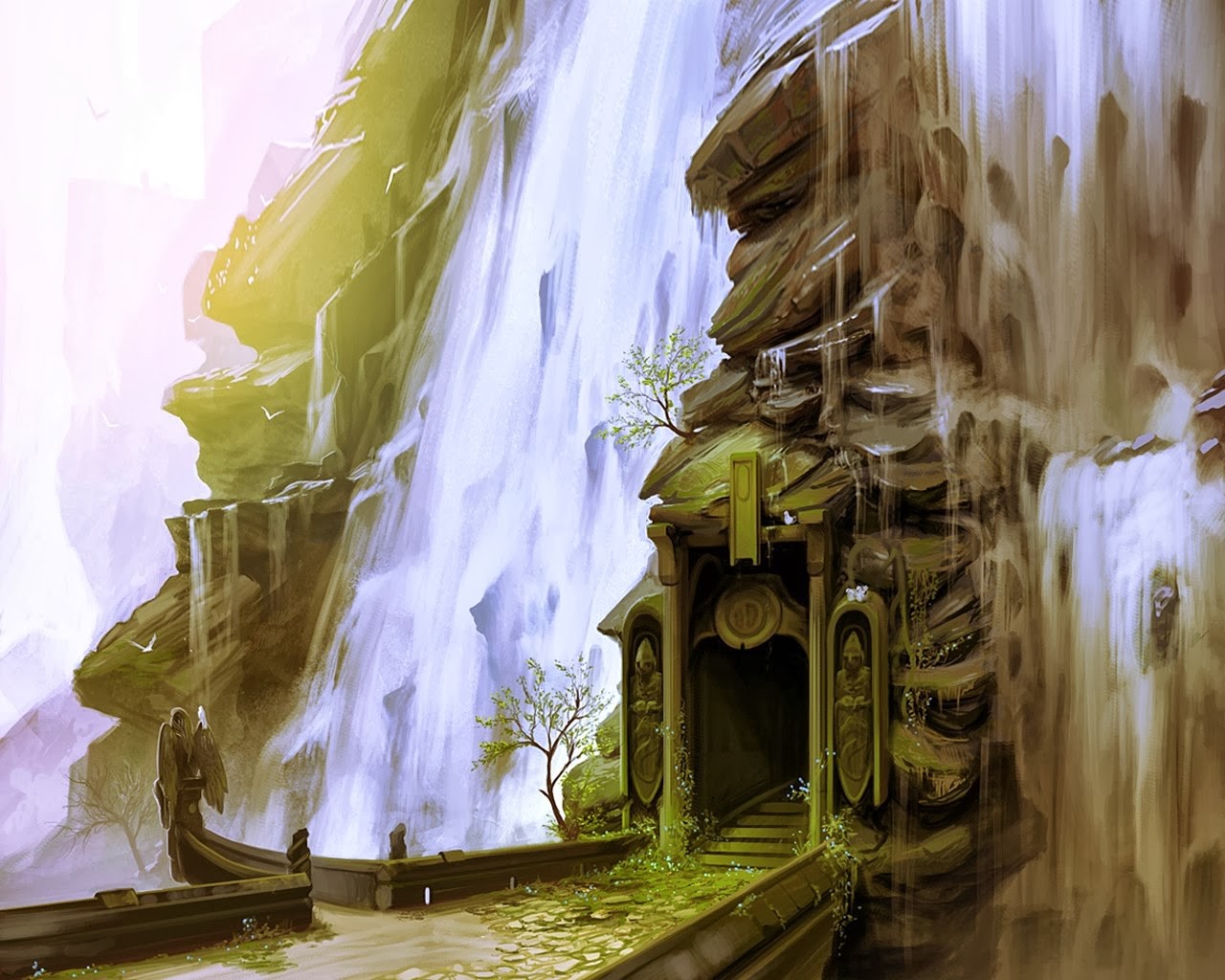 General 1280x1024 waterfall fantasy art artwork
