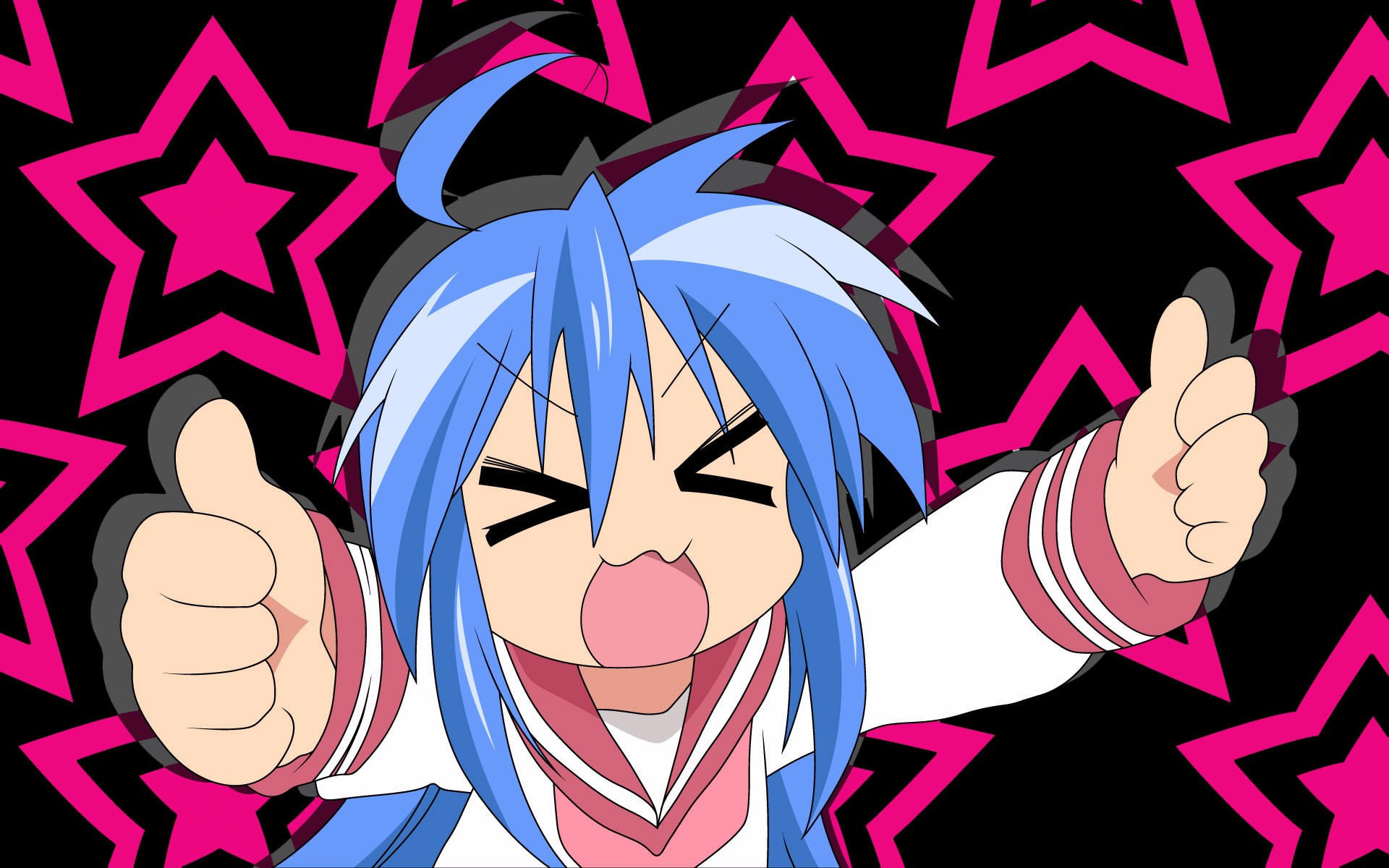 Anime 1920x1200 anime girls Lucky Star Izumi Konata anime blue hair angry open mouth