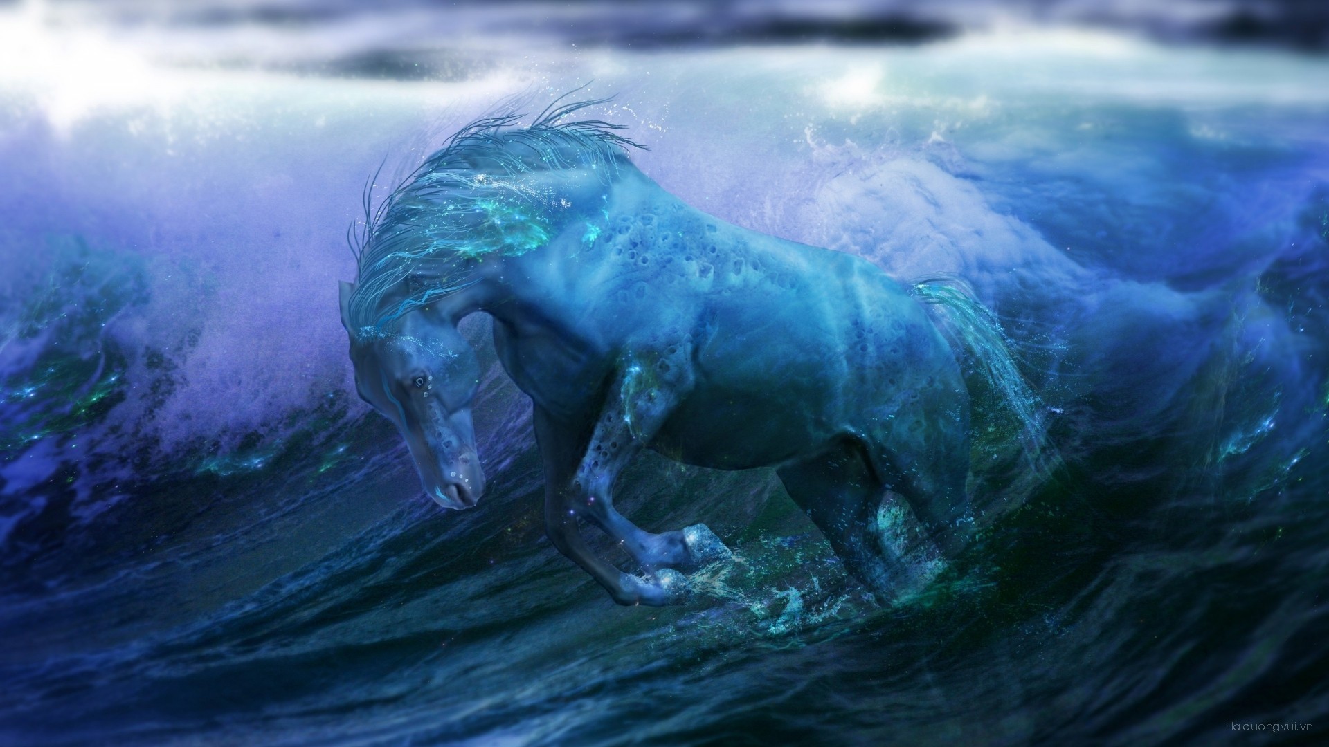 General 1920x1080 fantasy art horse artwork water digital art