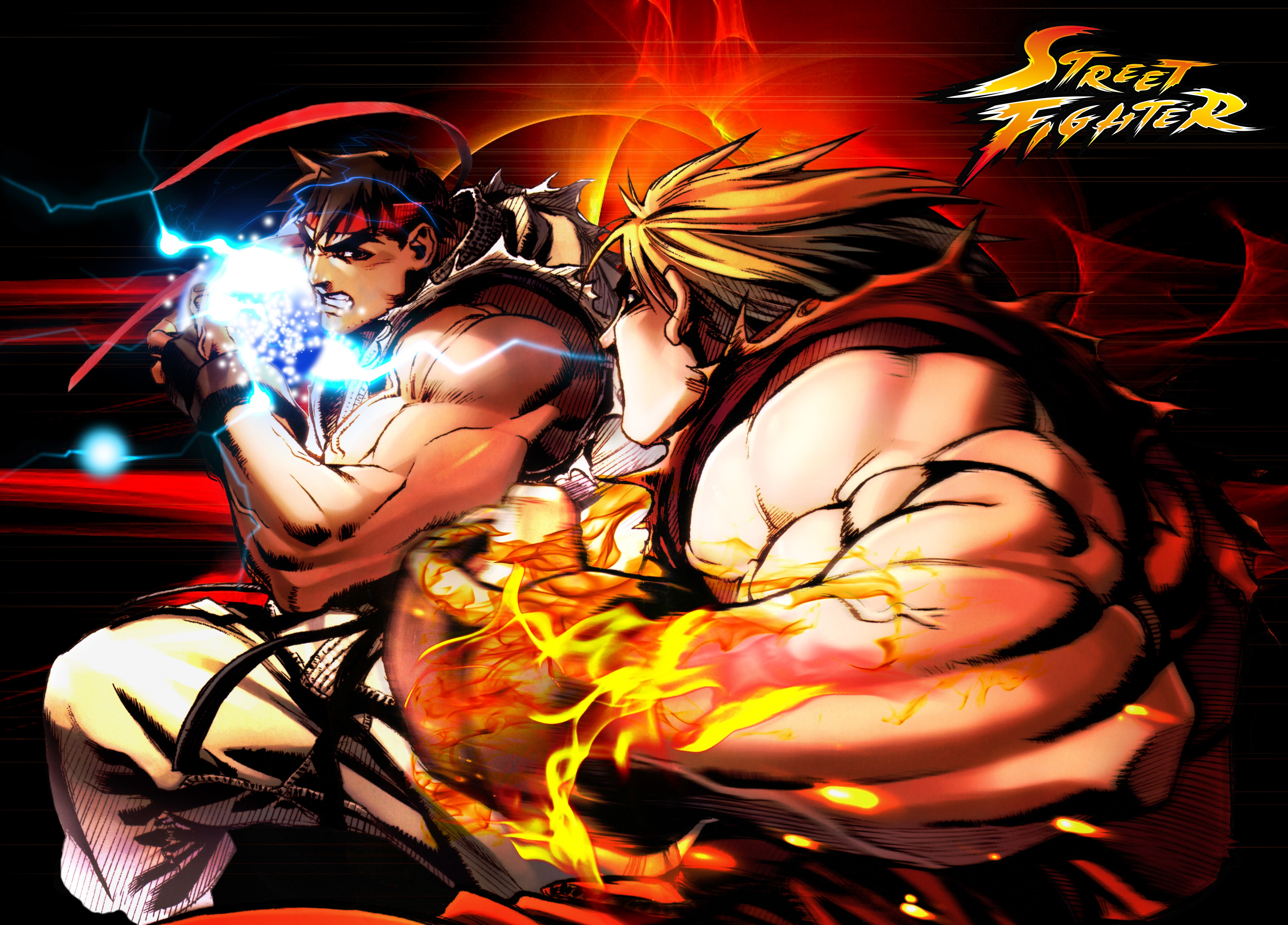 General 4886x3508 Street Fighter Ryu (Street Fighter) Ken (Street Fighter) video games video game art muscles video game men video game warriors